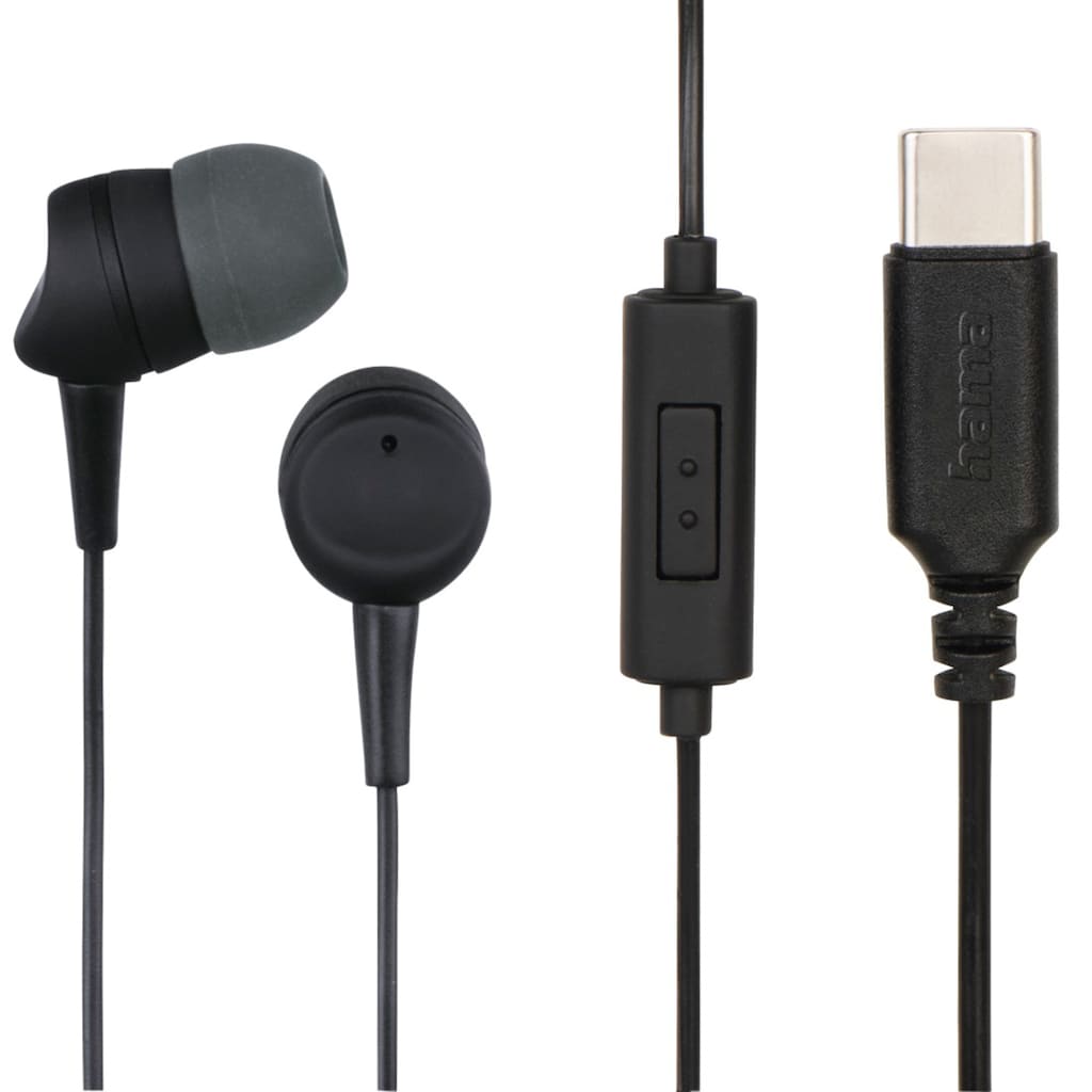 Hama In-Ear-Kopfhörer »Kopfhörer "Sea", In-Ear, Mikrofon, Kabelknickschutz, USB-C, Schwarz«