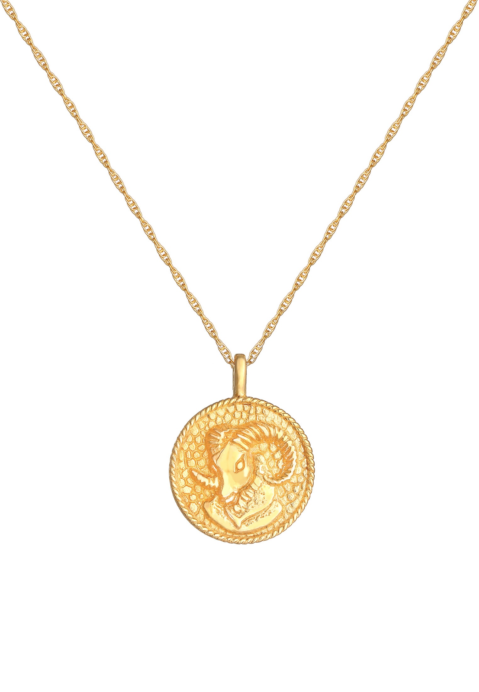Elli Kette mit Anhänger »Halskette Sternzeichen Widder Astro Münze Antik 925 Silber«