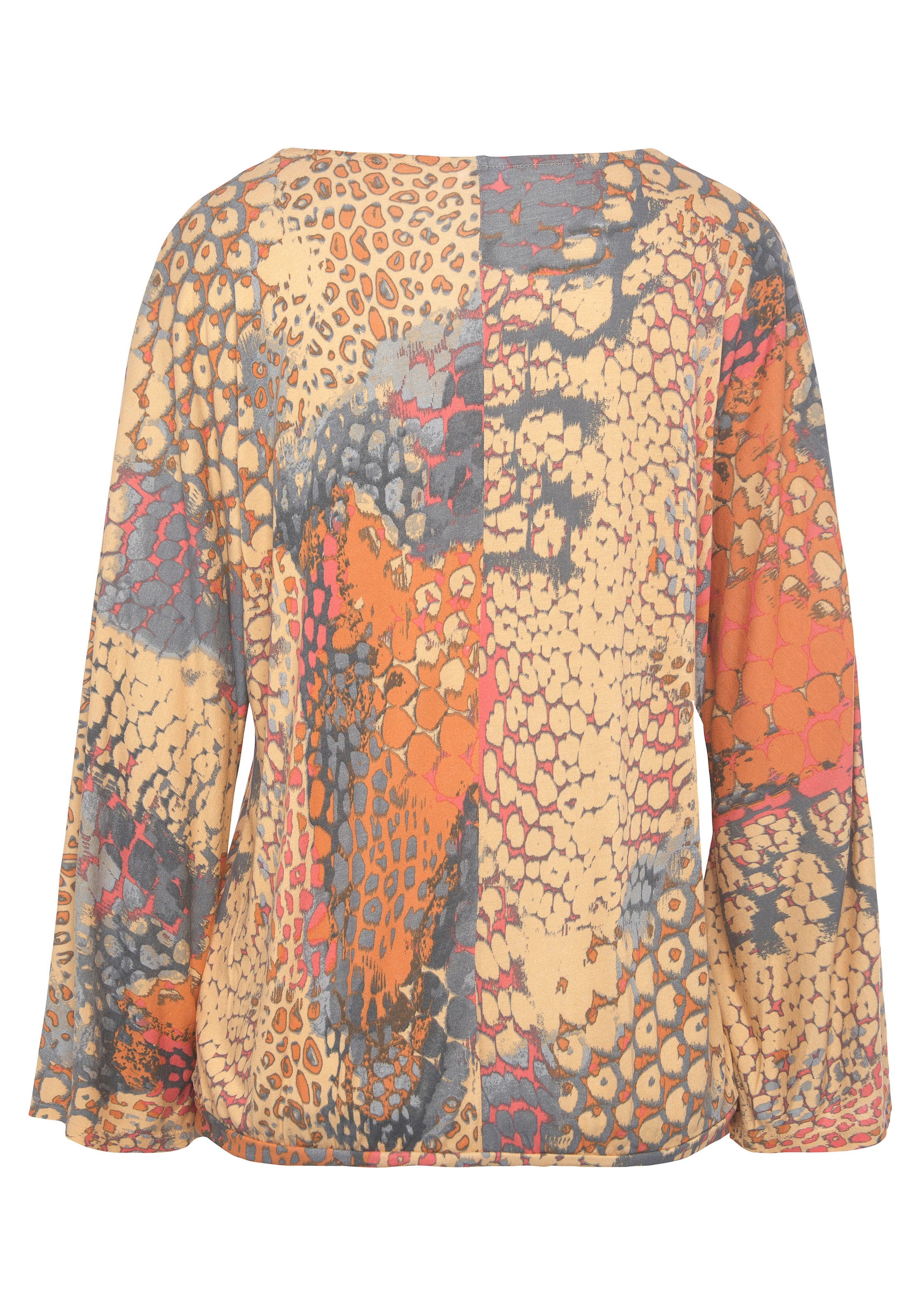 Buffalo Fledermausshirt, mit Animaldruck, lockere Bluse mit V-Ausschnitt, Blusenshirt