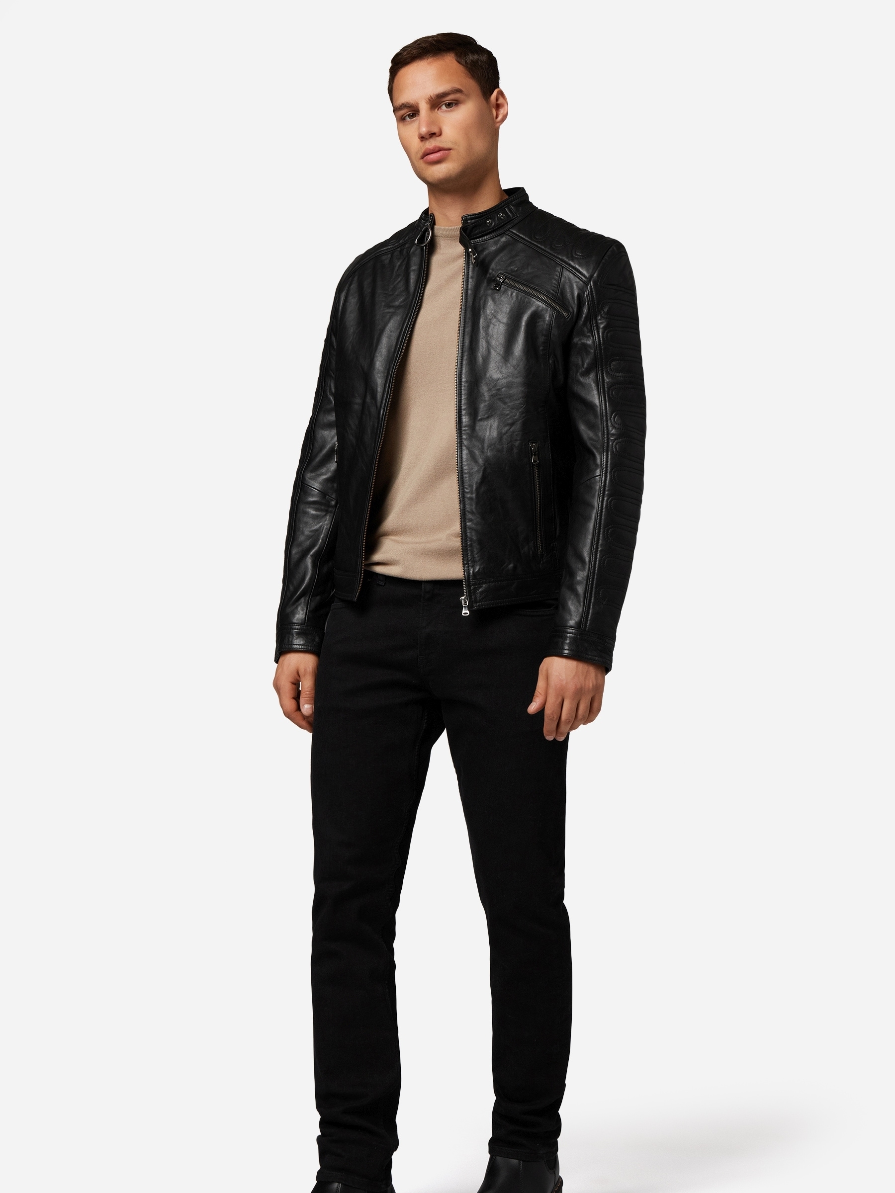 RICANO Bikerjacke »Lederjacke 410« ohne Kapuze Handgefertigt aus echtem Leder