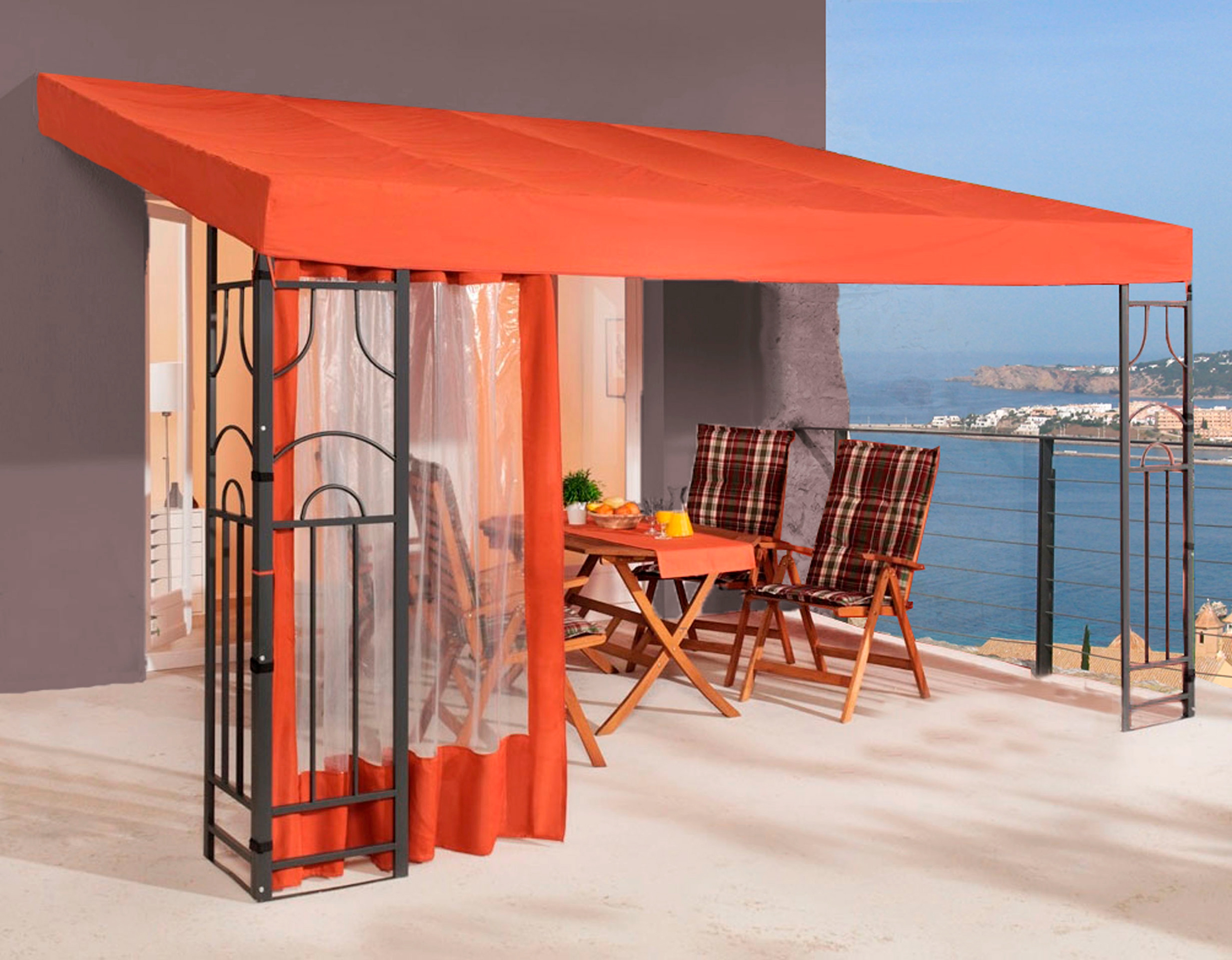 Quick Star Anbaupavillon »Romana« BxT: 400x300 cm in orange, Größe B/H/T: 400 cm x 266 cm x 300 cm