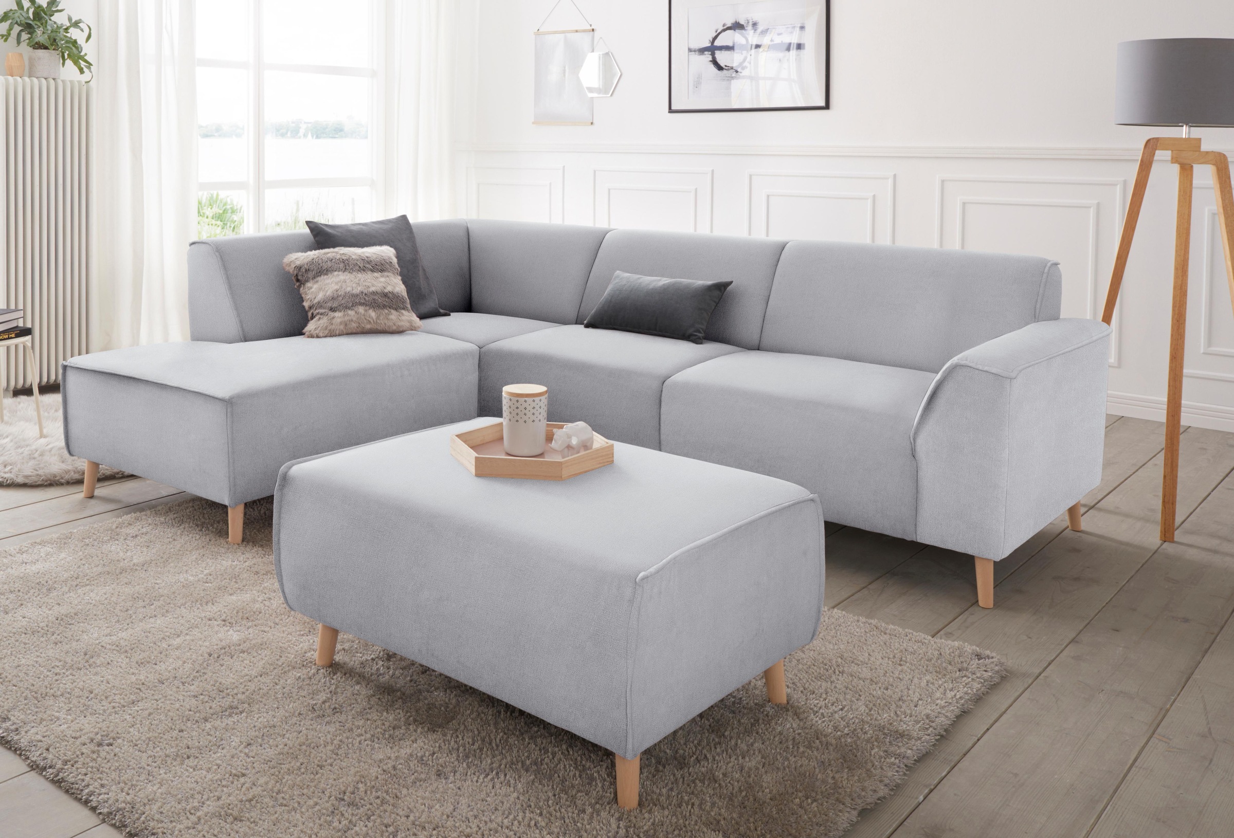 andas Ecksofa »Janek Scandic Design, elegant und zeitlos, L-Form«, mit Federkern und Keder in scandinavischem Design