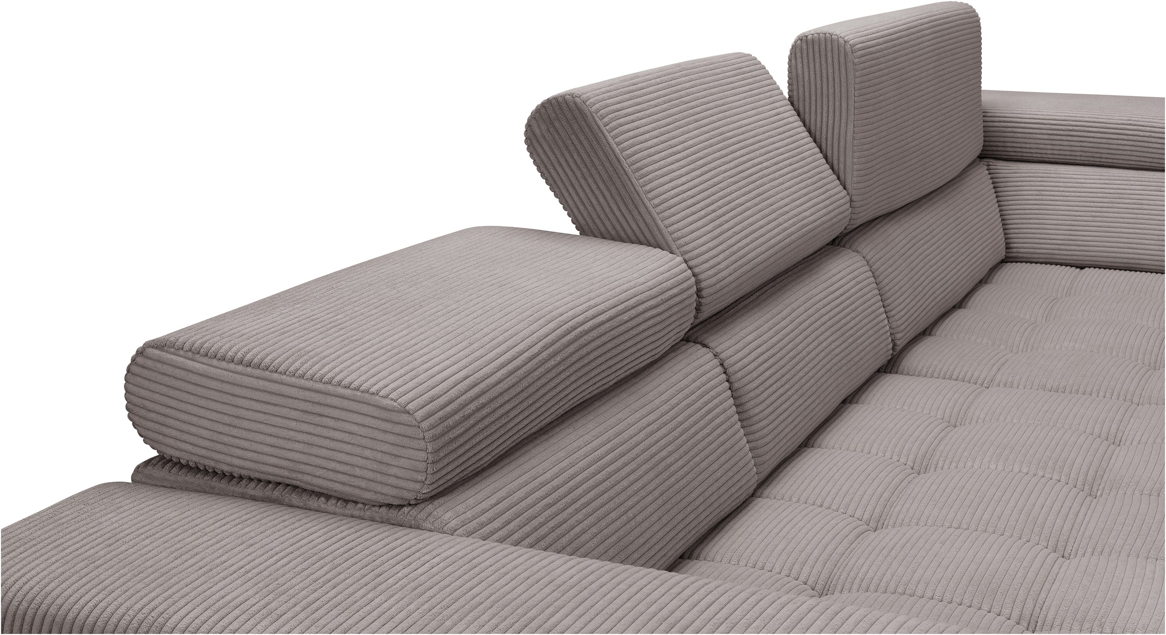 exxpo - sofa fashion Ecksofa »Elianos, hoher Sitzkomfort, aufwendige Kreuzsteppung im Sitz, L-Form«, Kopfteile & Sitztiefe verstellbar, mit Bettfunktion, Cord, cappuccino