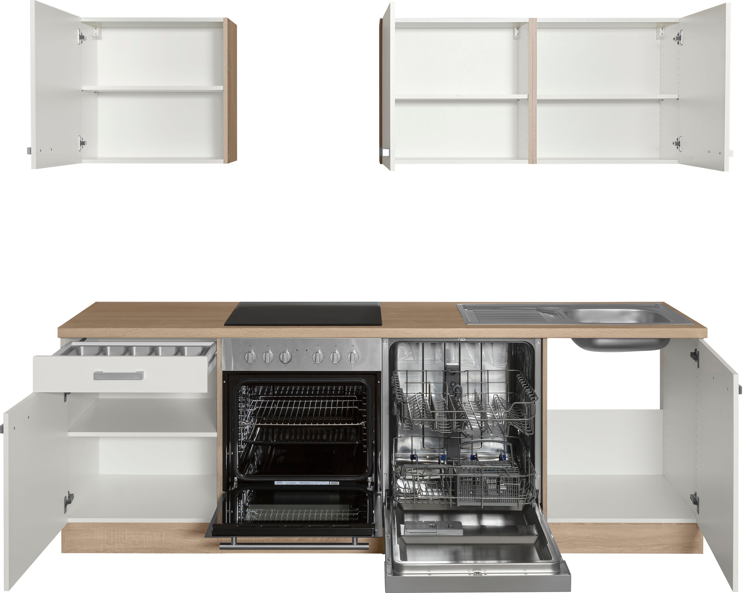 OPTIFIT Küchenzeile »Leer Breite 240 cm«, mit Hanseatic E-Geräten, inkl. Geschirrspüler