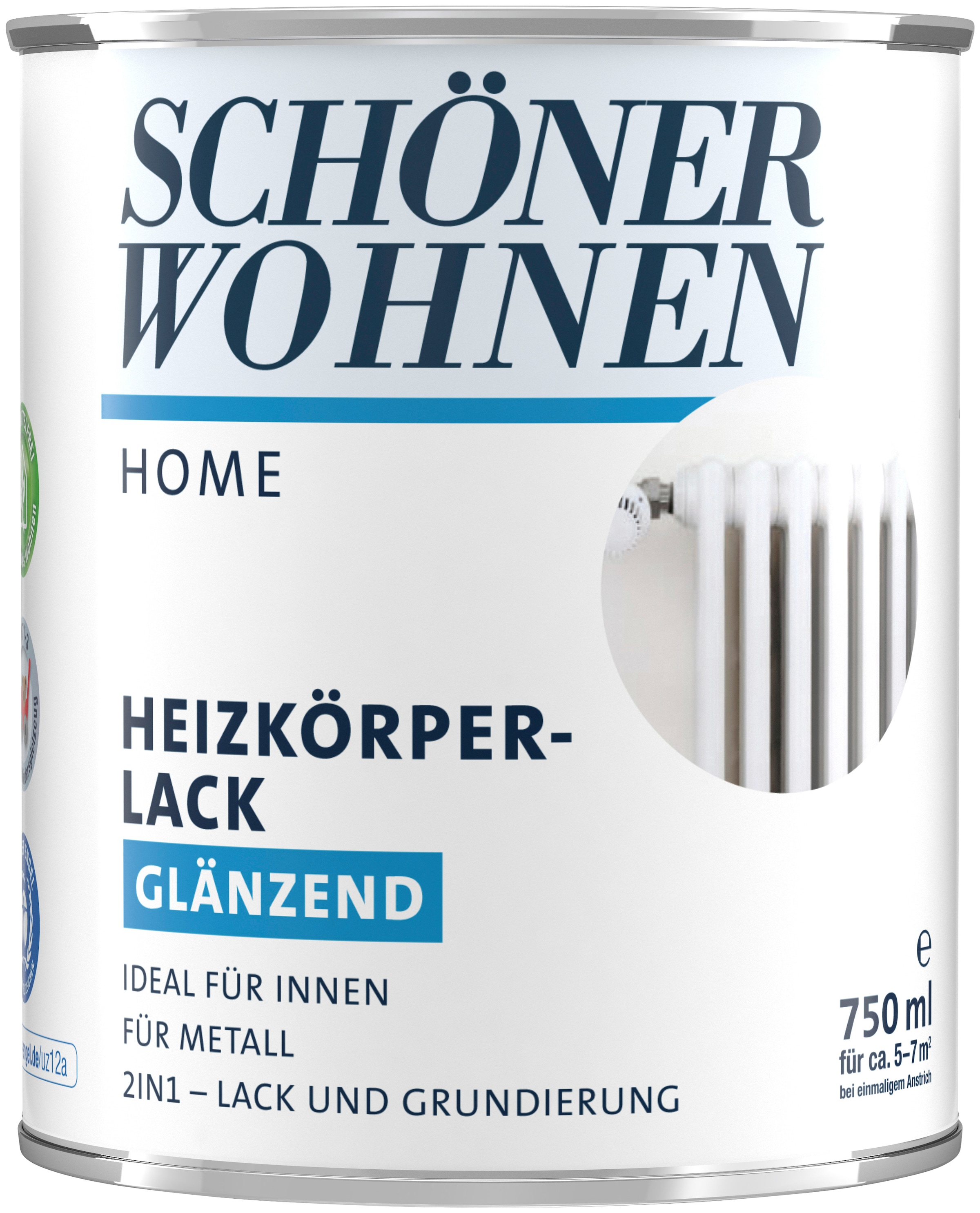 SCHÖNER WOHNEN FARBE Heizkörperlack »Home«, 750 ml, weiß, glänzend, ideal für innen, 2in1-Lack