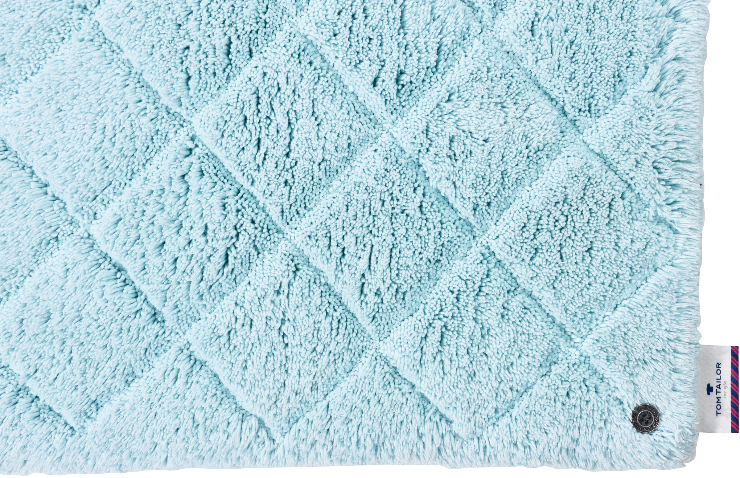 TOM TAILOR HOME Badematte »Cotton Diamond« Höhe 20 mm rutschhemmend beschichtet fußbodenheizungsgeeignet | strapazierfähig Uni Farben, Pastell Farben, Rauten, reine Baumwolle, weich & kuschelig