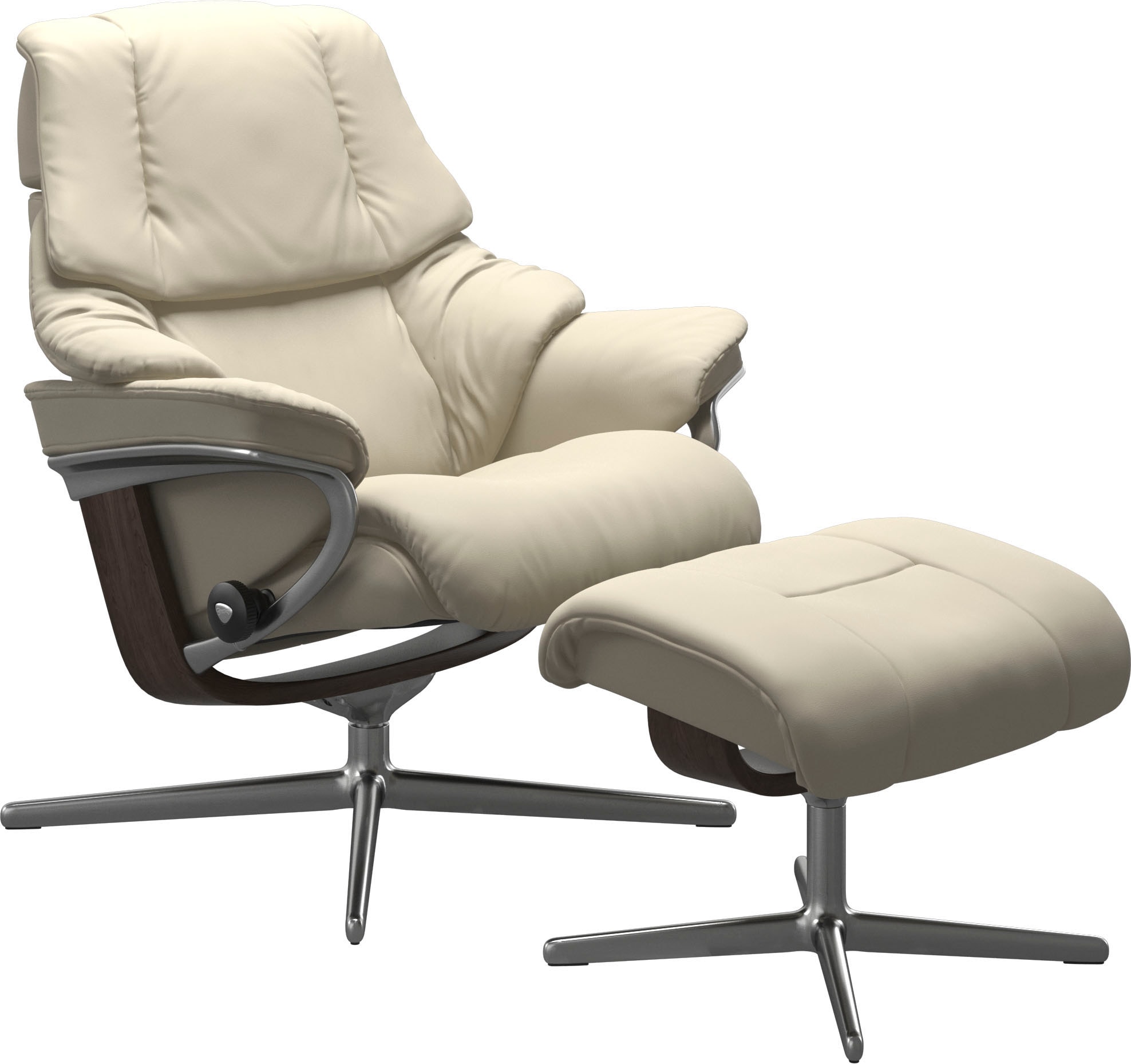 Stressless® Relaxsessel »Reno«, (Set, Relaxsessel mit Hocker), mit Hocker, mit Cross Base, Größe S, M & L, Holzakzent Wenge