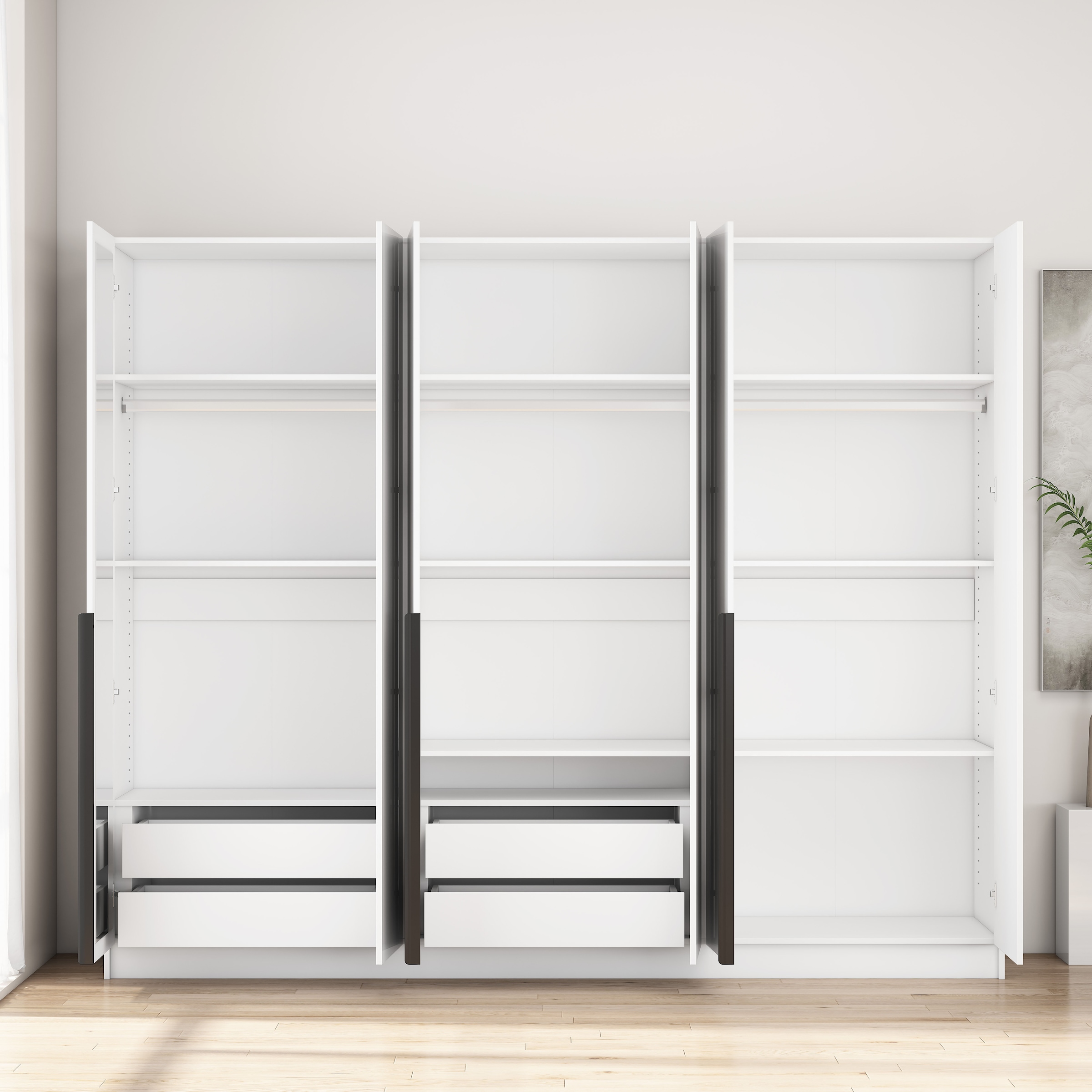 OTTO home Kleiderschrank »Annor Schlafzimmerschrank Breite 242cm hochglanz Schrank Garderobe« Drehtürenschrank mit perfekter Innenausstattung - elegante Türgriffe