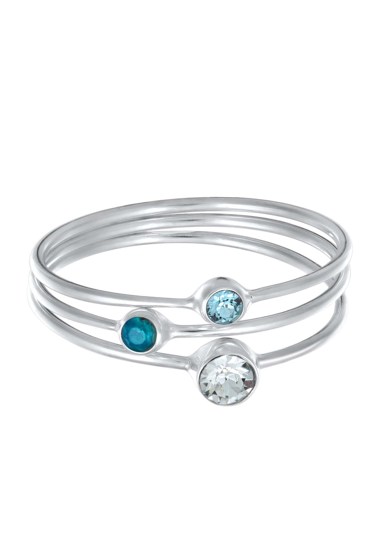 Elli Ring-Set »Ring 3er Set Stacking Zart Kristalle 925 Silber«