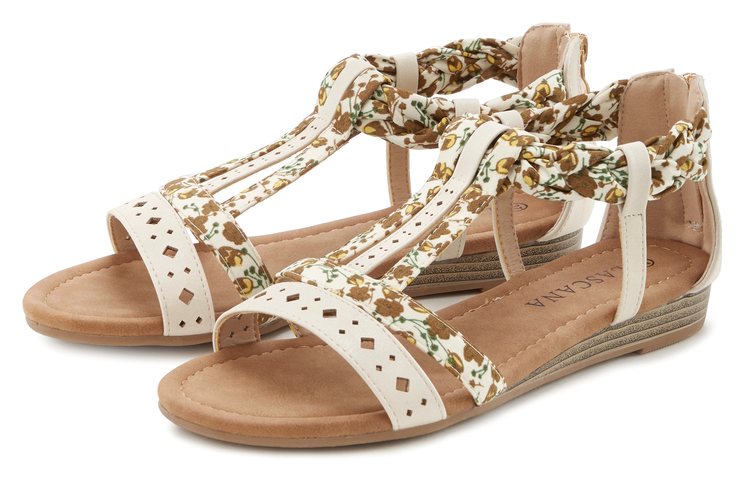 LASCANA Sandale, Sandalette, Sommerschuh mit Riemchen im Festival-Look VEGAN