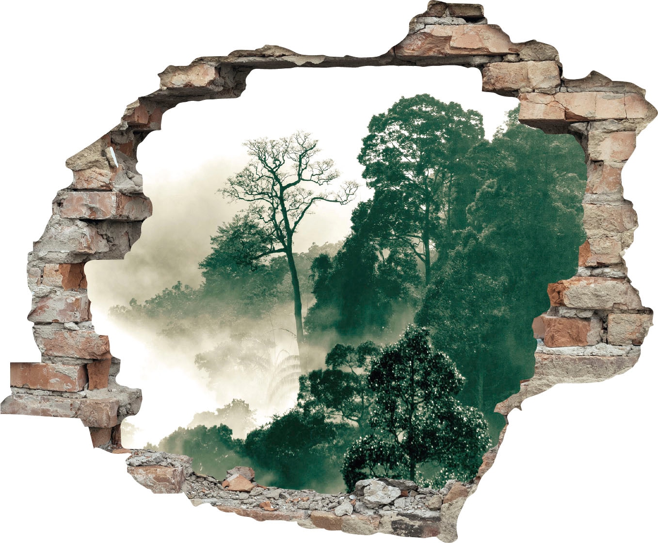 queence Wandtattoo »Regenwald« Wandsticker, Wandbild, selbstklebend, 3D, Wanddurchbruch