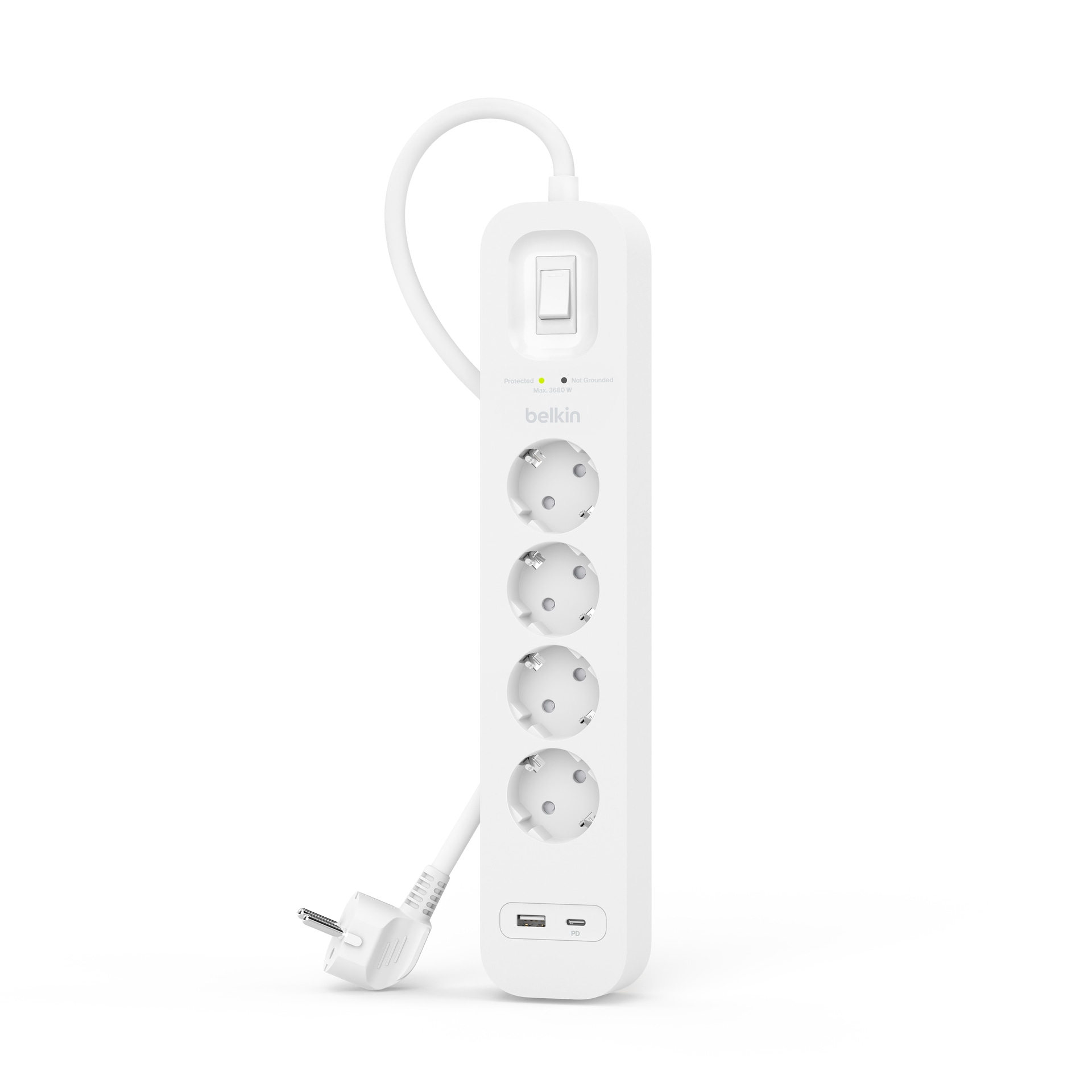 Belkin USB-Verteiler »Surge Plus Steckdosenleiste 4-Fach«, 18 Watt PD-Schnellladen