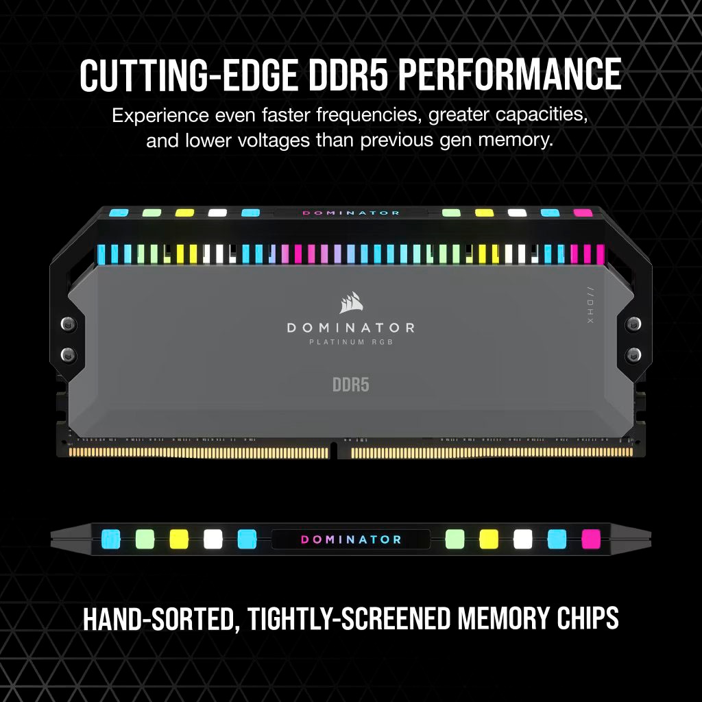 Corsair Arbeitsspeicher »Dominator Platinum RGB 32 GB (2x16 GB) DDR5 6000 C36-Kit für AMD«, RGB Beleuchtung ICUE, AMD optimiert