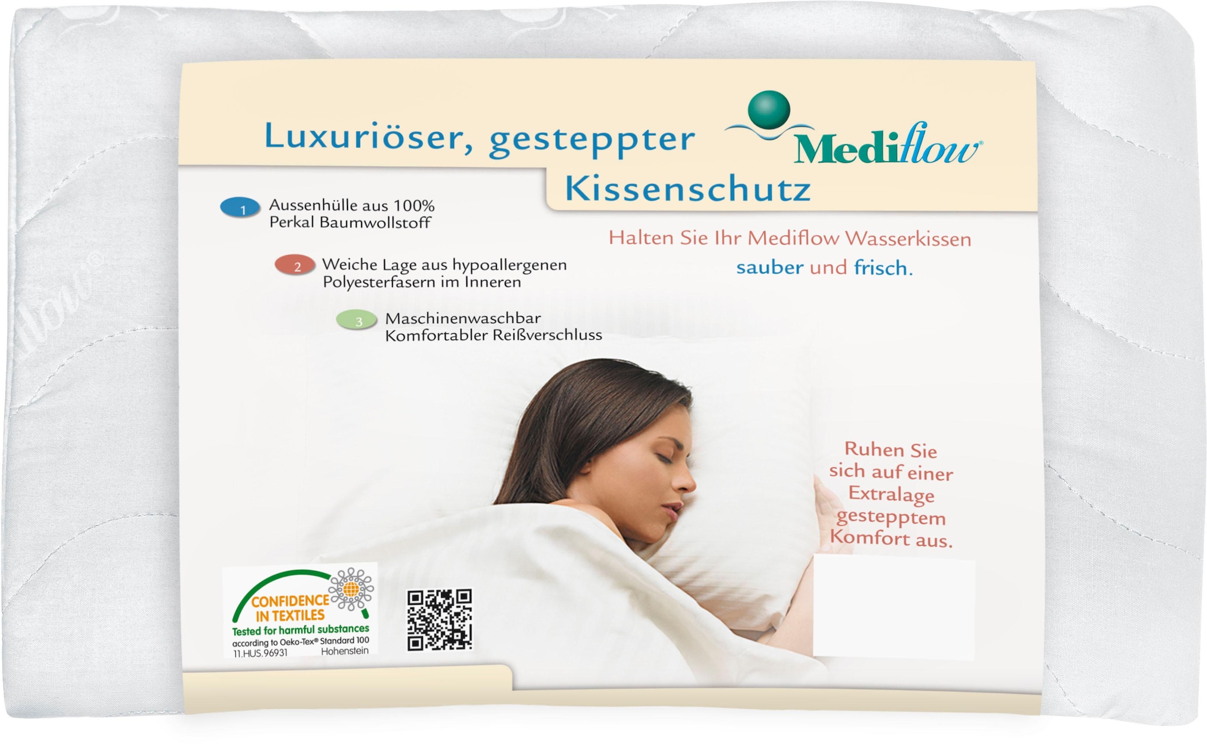 Mediflow Wasserkissen » gesteppter Luxus Schonbezug 5020 40x80cm«