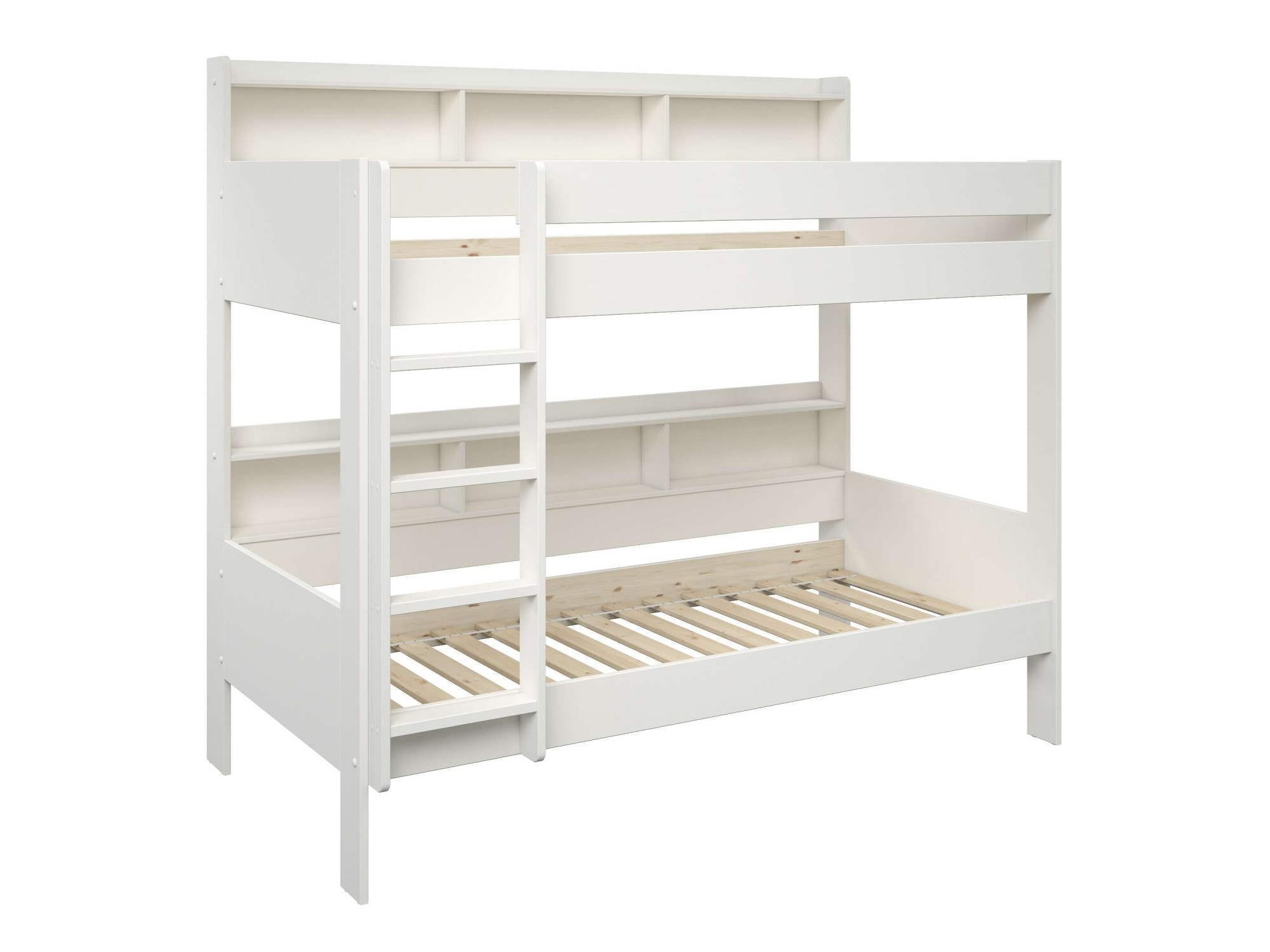 Lüttenhütt Etagenbett »JAIME, TOPSELLER! Stockbett, mit Regalen, Schublade optional«, (ca. 186x115x204 Höhe/Breite/Länge), FSC® zertifiziertes Massivholz, viel Stauraum und Abstellfläche