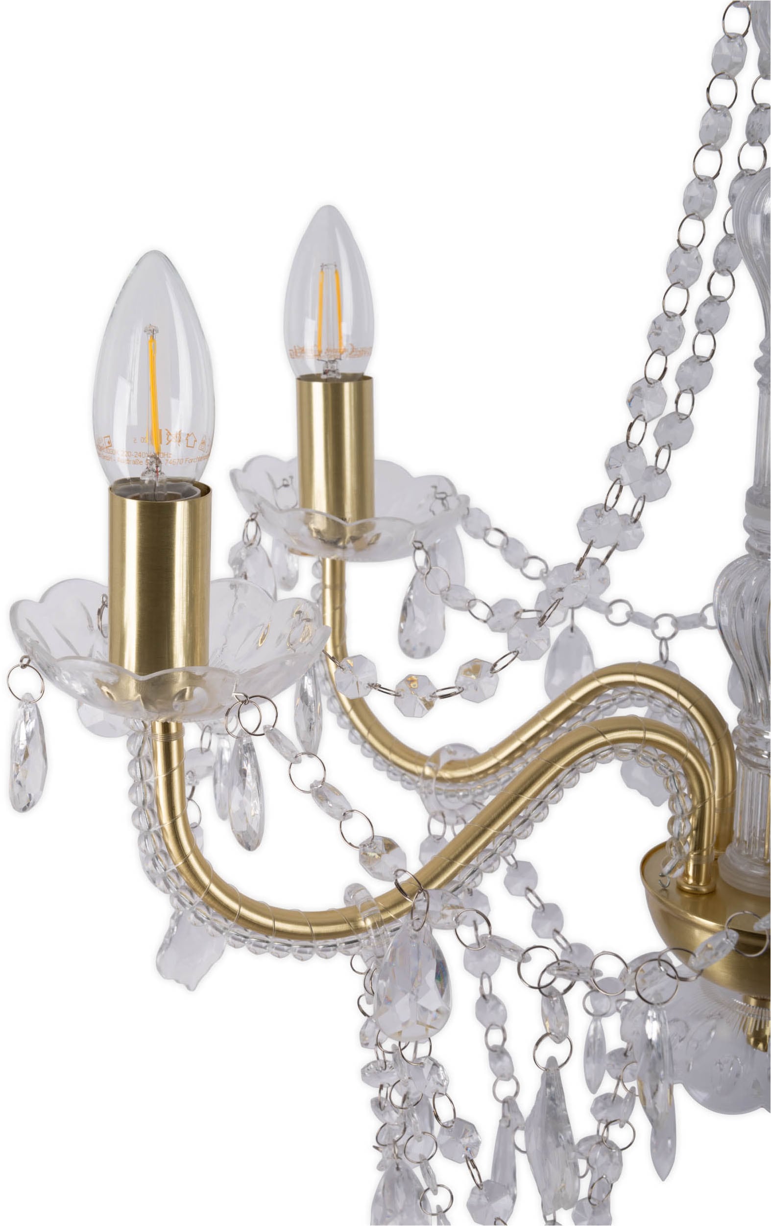 näve Kronleuchter »Cecilia« E14 1 Stk. 5flg., Kristallbehang aus Acryl, exkl. Leuchtmittel E14, D: ca. 52cm
