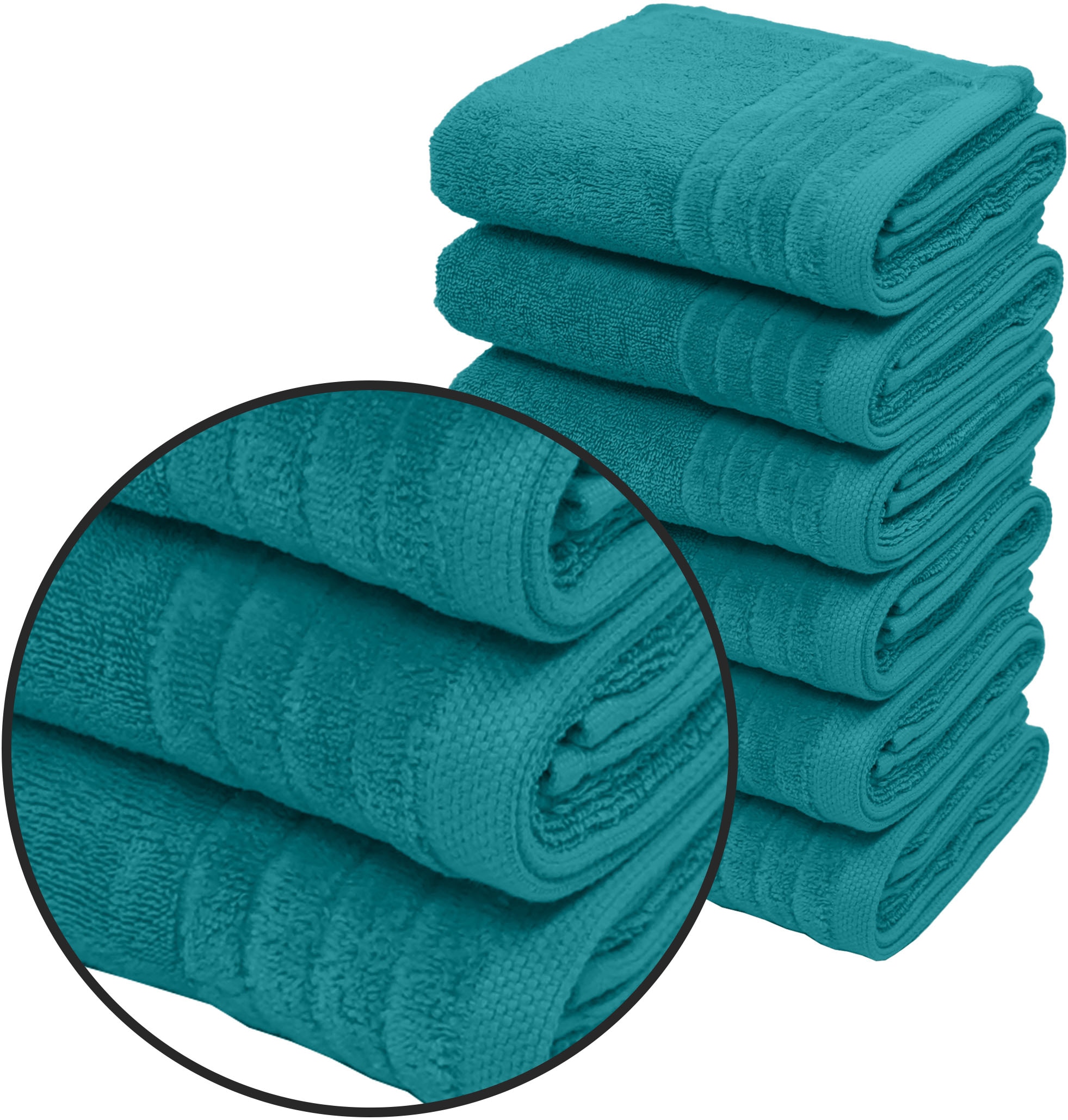 my home Handtücher »Sanremo Premium, Premium Handtücher, 600 gr/m², 40x70cm«, (Set, 6 St., 6x 40x70cm), mit Bordüre, einfarbig, flauschig und weich, Händehandtücher