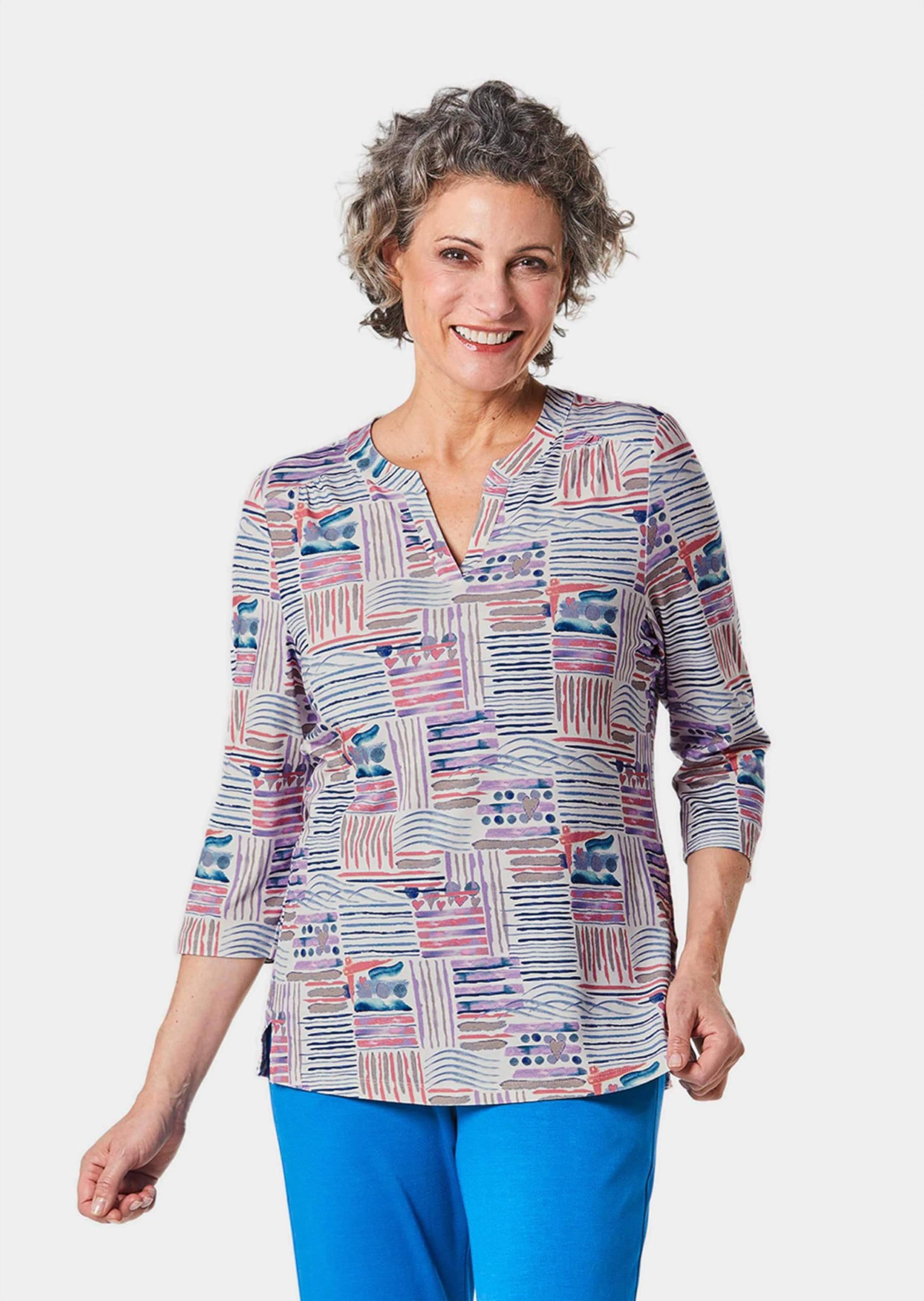 GOLDNER Print-Shirt »Tunika-Druckshirt mit Stehkragen«