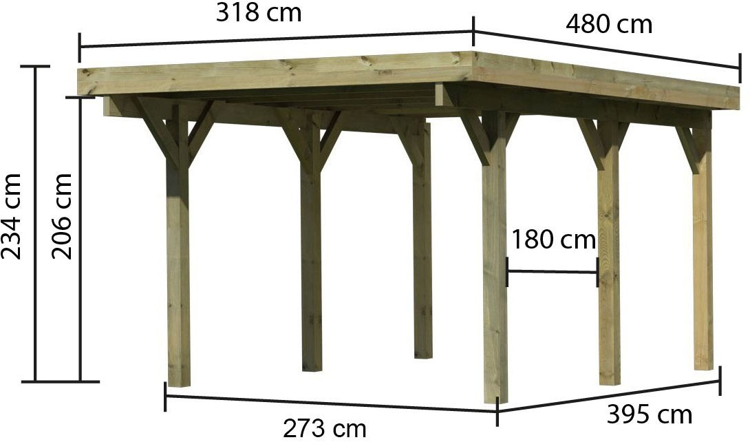 Karibu Einzelcarport »Classic 1« Massivholz 250 cm braun