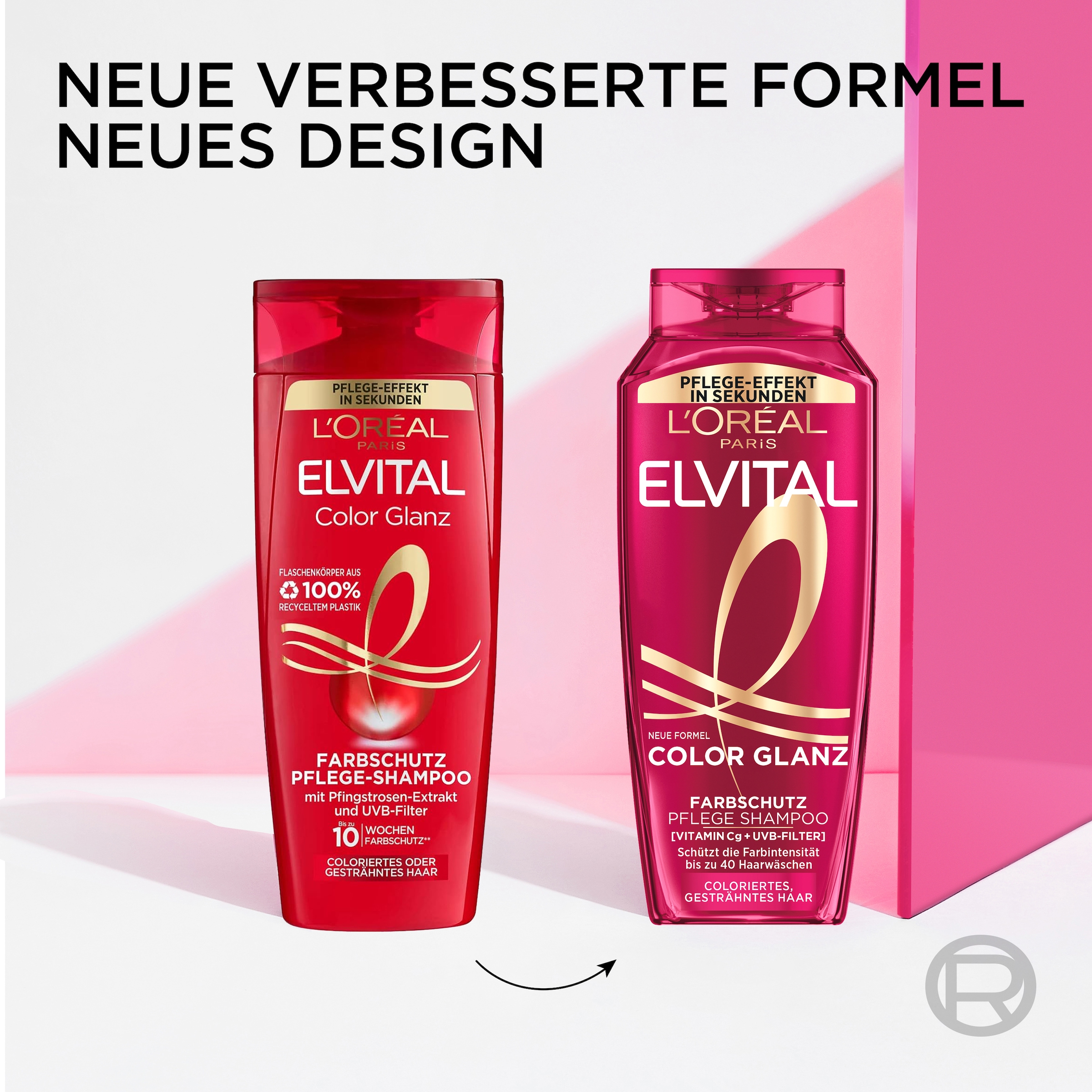 L'ORÉAL PARIS Haarshampoo »L'Oréal Paris Elvital Color Glanz Pflege Shampoo«, (Packung, 6 tlg.)
