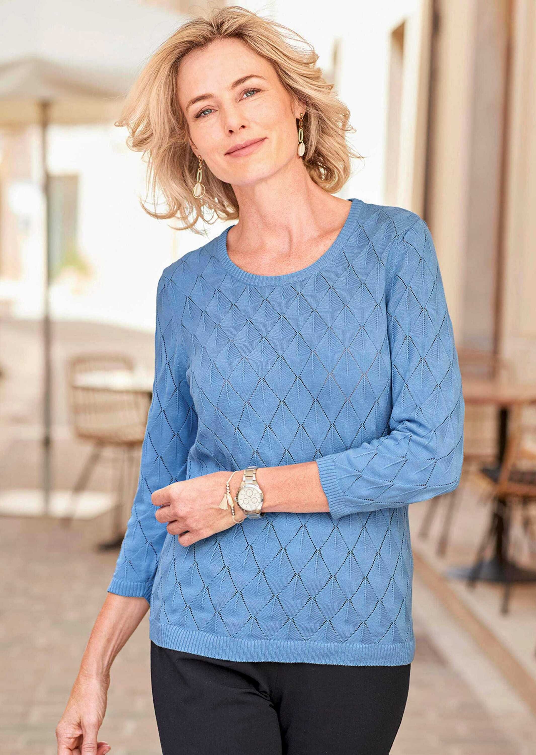 GOLDNER Rundhalspullover »Gepflegter Ajour-Pullover mit femininen Durchbrüchen« Ohne