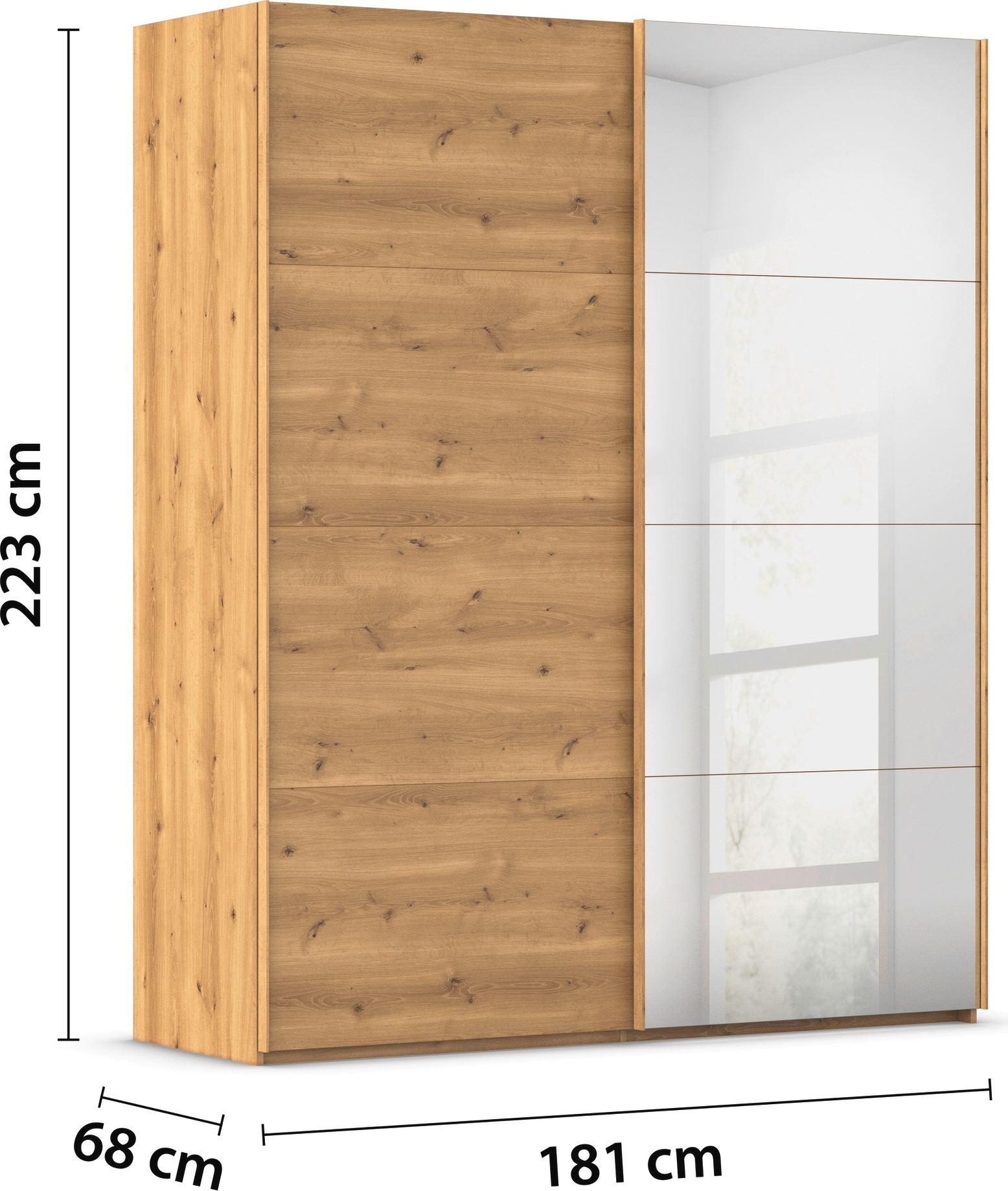 rauch Schwebetürenschrank »Kleiderschrank Schrank Garderobe Schlafzimmerschrank SCALE-FYRA« edle viergeteilte Türen mit Spiegel und vielen Farben MADE IN GERMANY