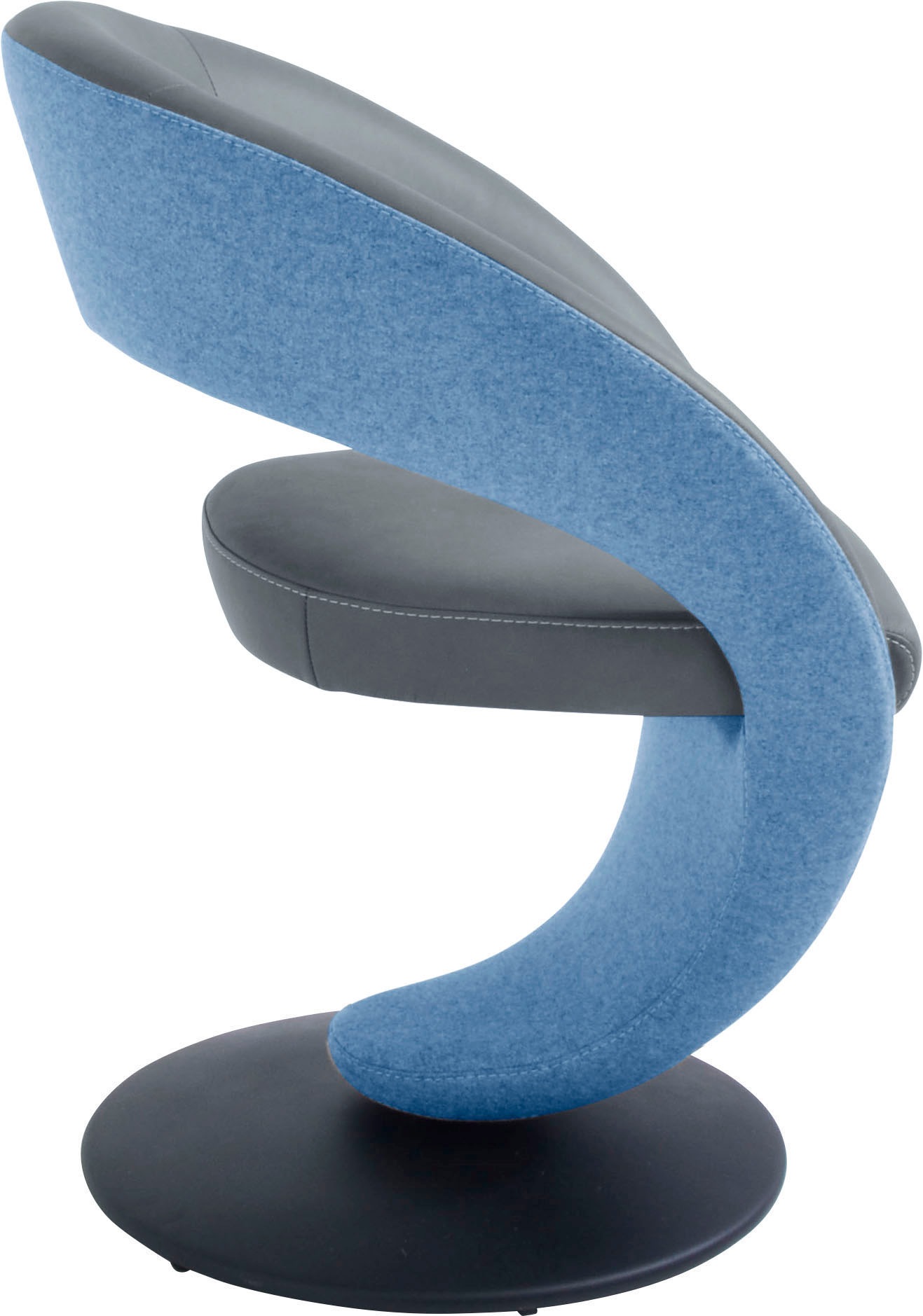 K+W Komfort & Wohnen Drehstuhl »Wave«, Leder CLOUD-Lodenstoff, Design-Drehstuhl, Drehteller in Metall schwarz, Farbkombination