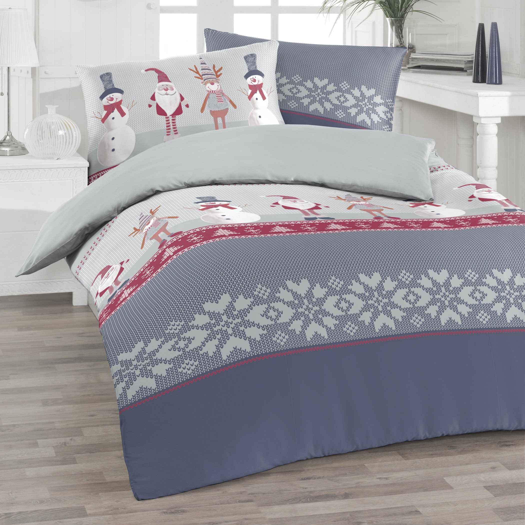 Florella Bettwäsche »»Moritz grau « Flausch-Flanell,  100% Baumwolle«