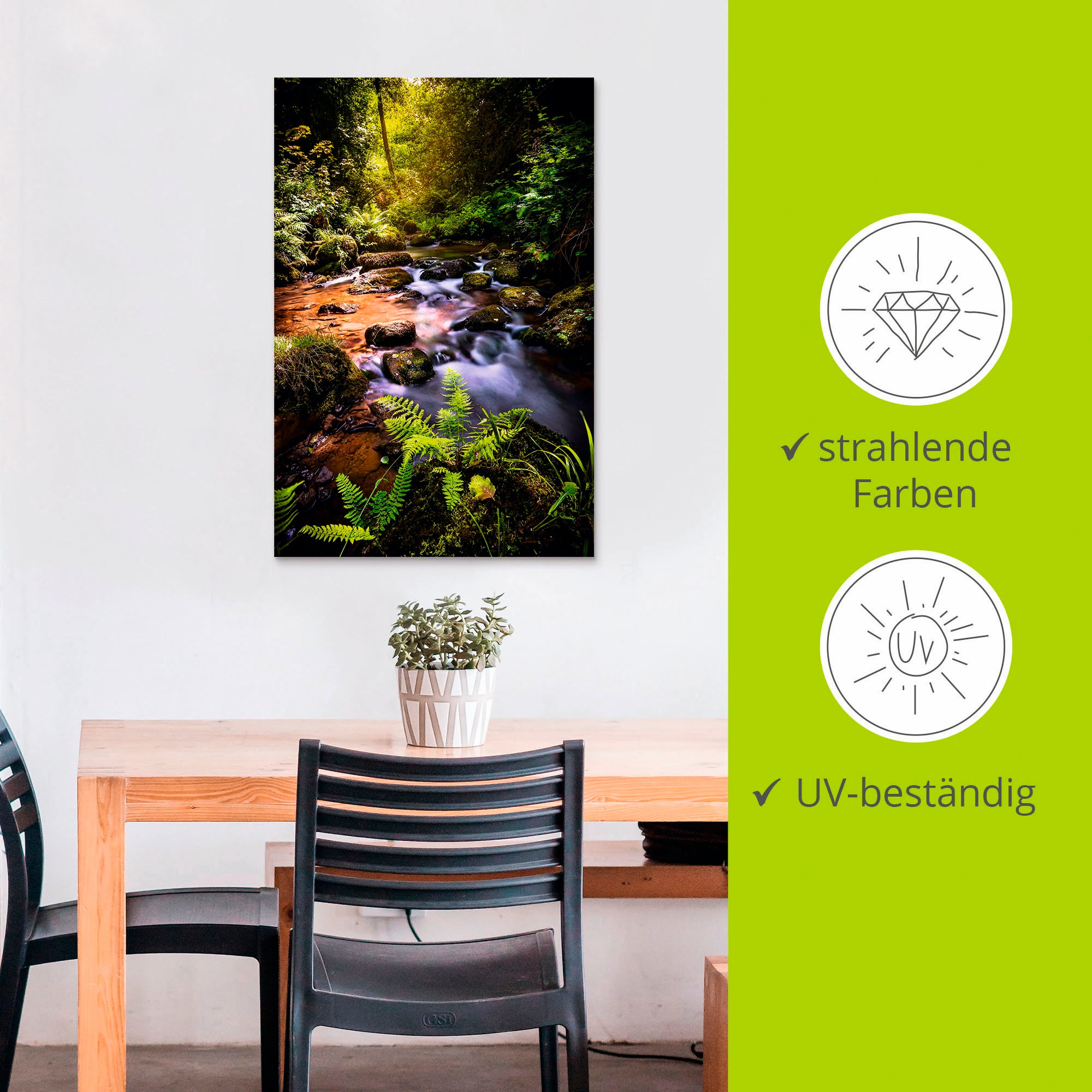 Artland Wandbild »Wildbach im Wald«, Gewässer, (1 St.), als Alubild, Outdoorbild, Leinwandbild, Wandaufkleber, versch. Größen