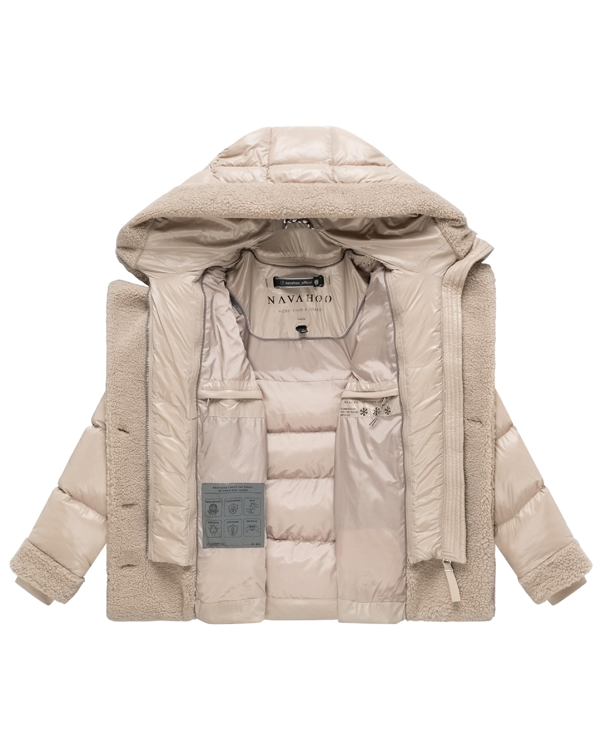 Navahoo Winterjacke »Winterjacke Kuschelhäschen 14« mit Kapuze Warme Jacke im Teddy-Stepp-Materialmix mit Kapuze