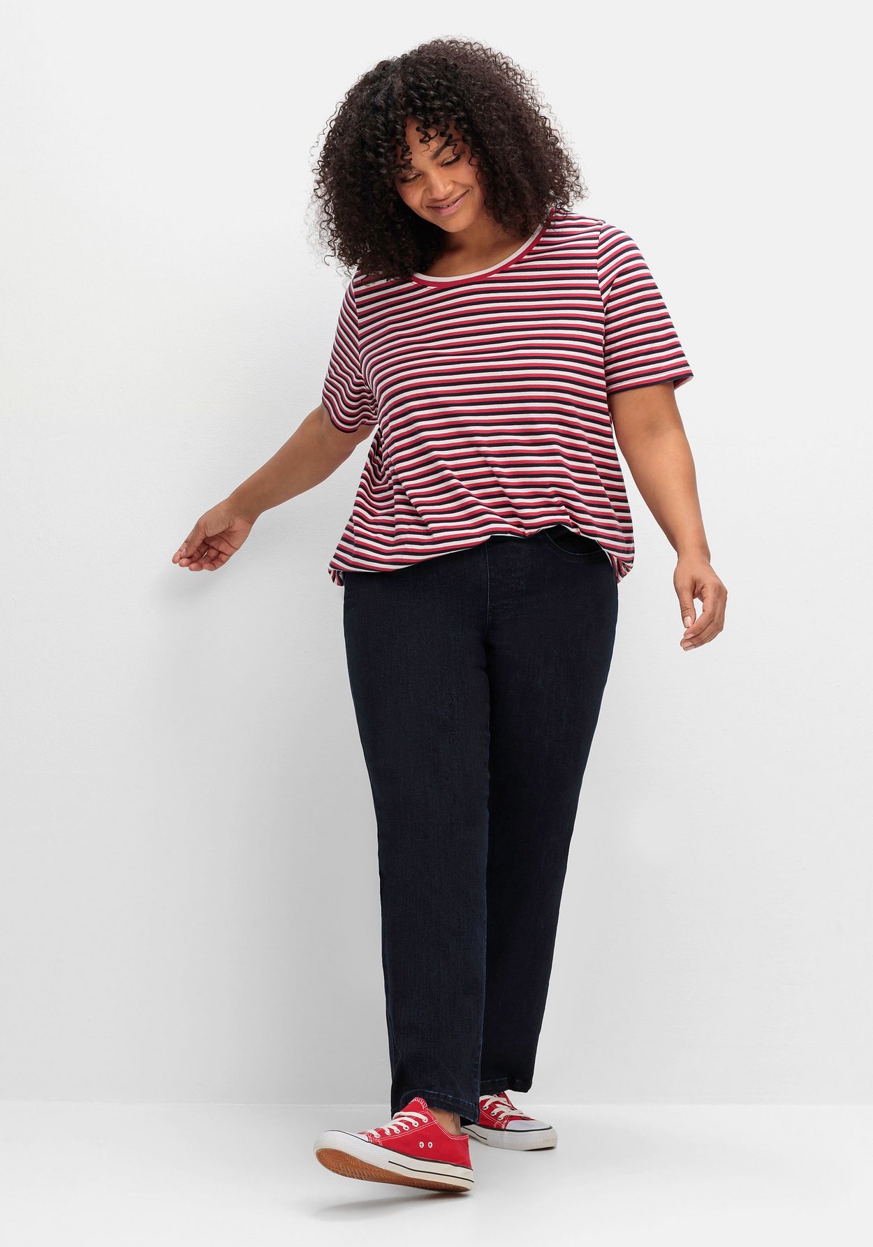 Sheego Stretch-Jeans »Weite Jeans mit Schlupfbund im Curvy-Schnitt ELLA«
