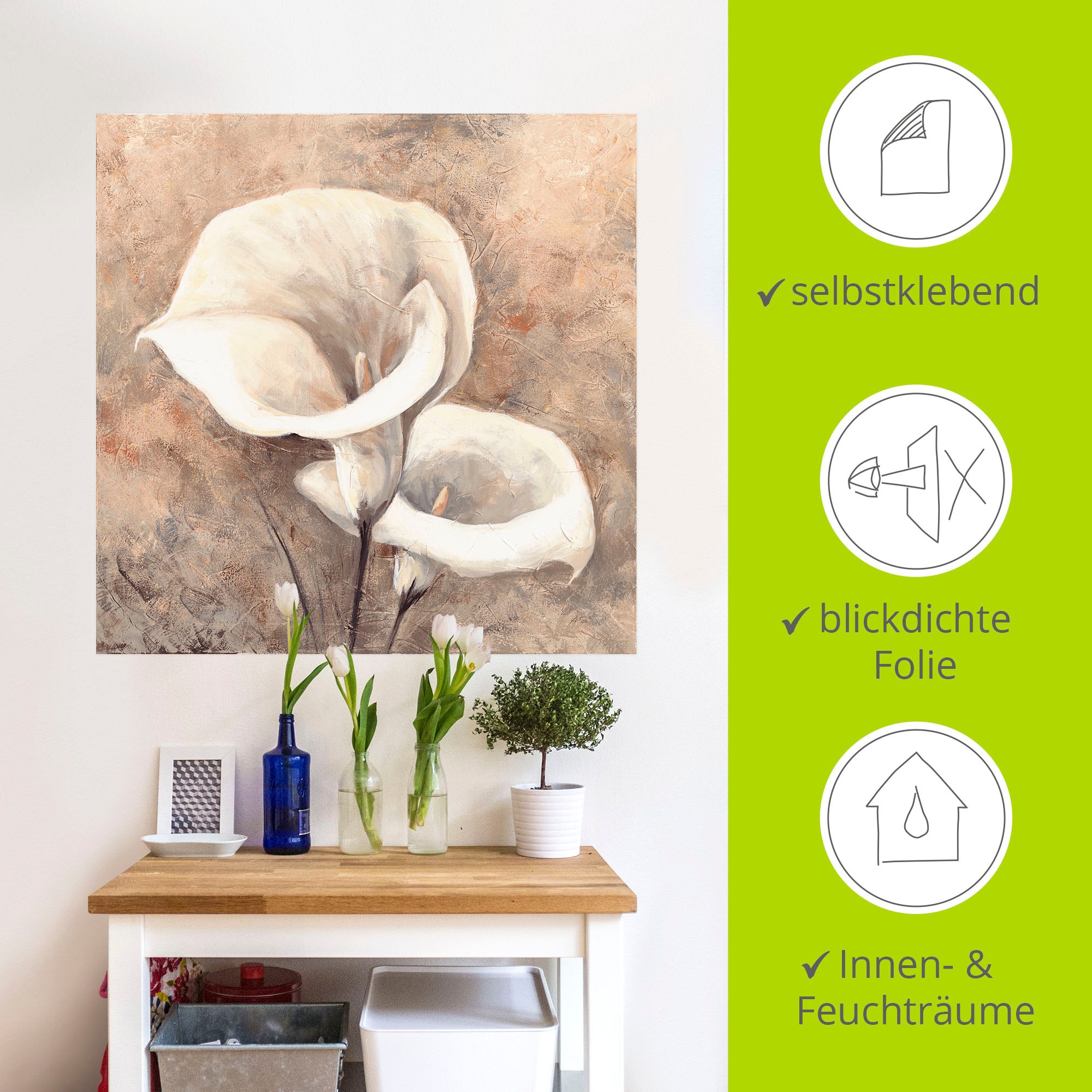 Artland Wandbild »Klassische Callas«, Blumen, (1 St.), als Leinwandbild, Wandaufkleber in verschied. Größen