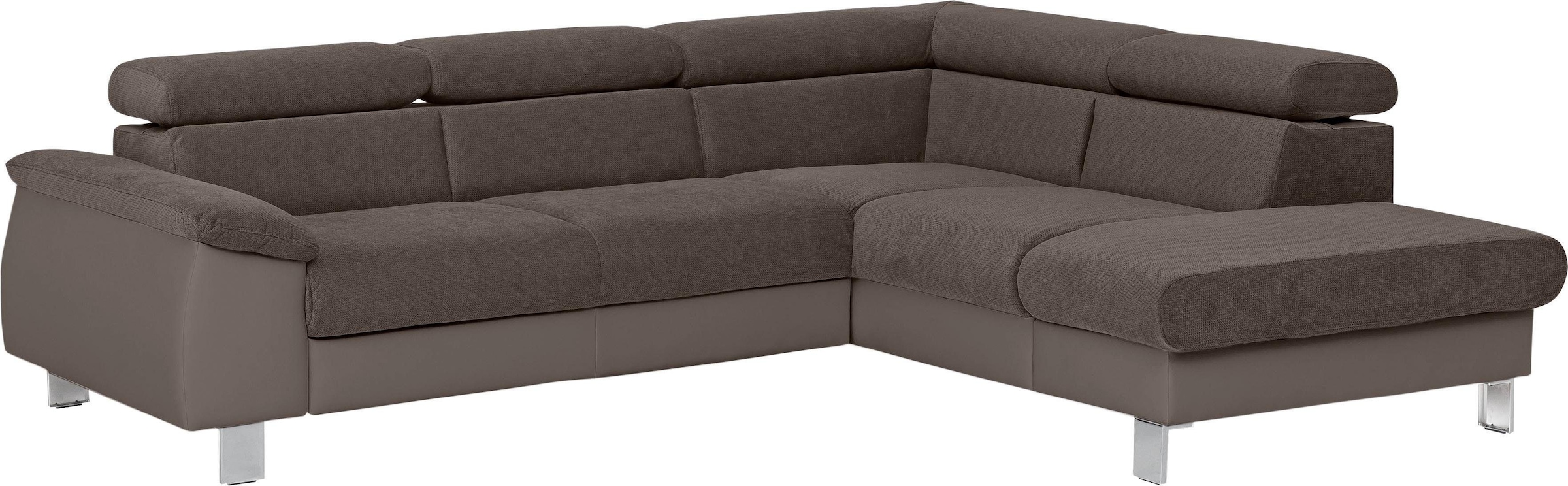 COTTA Ecksofa »Komaris L-Form mit Kopfteilverstellung«, wahlweise mit Bettfunktion, Bettkasten & Beleuchtung