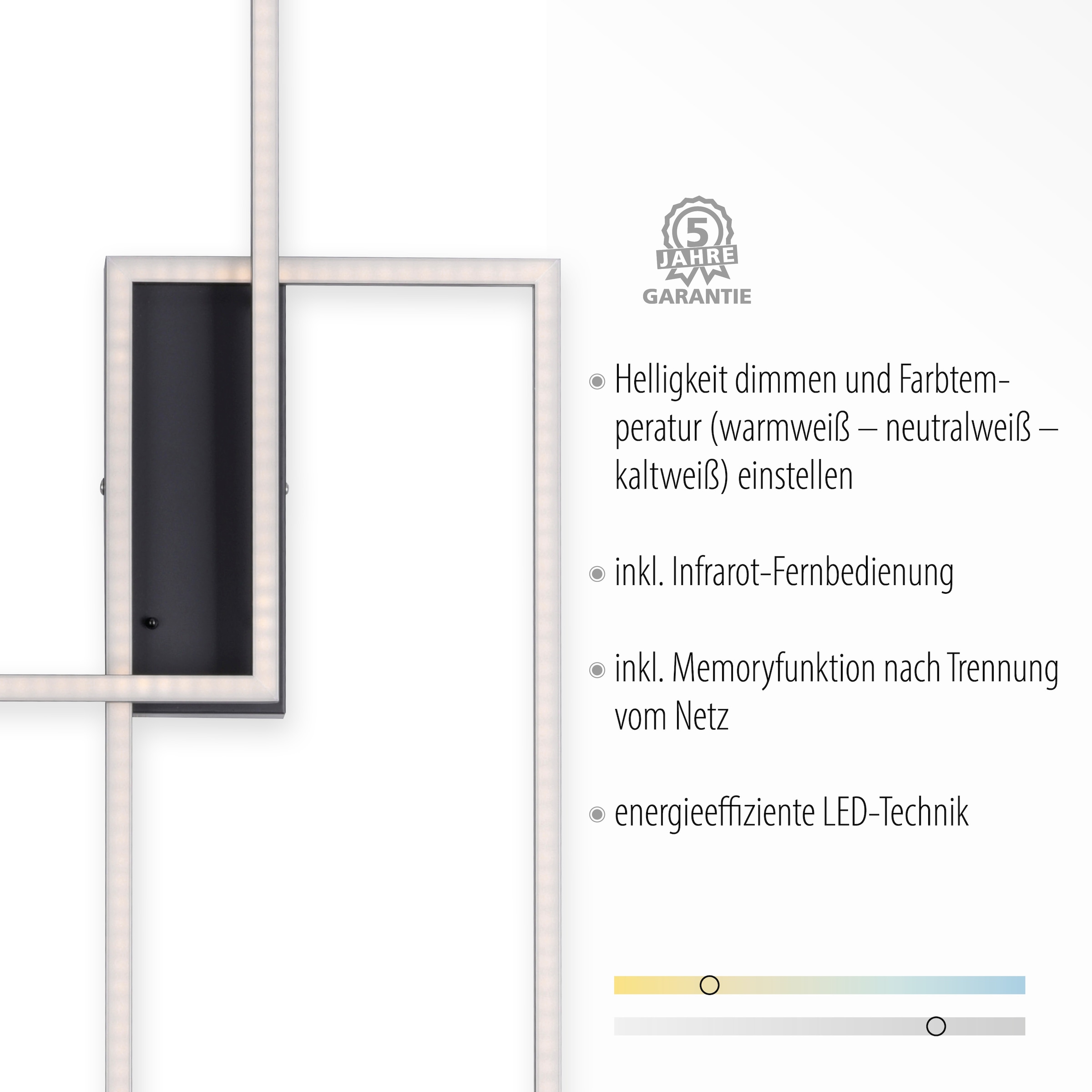 JUST LIGHT LED Deckenleuchte »IVEN«, 2 flammig, Leuchtmittel LED-Board | LED fest integriert, dimmbar über Fernbedienung