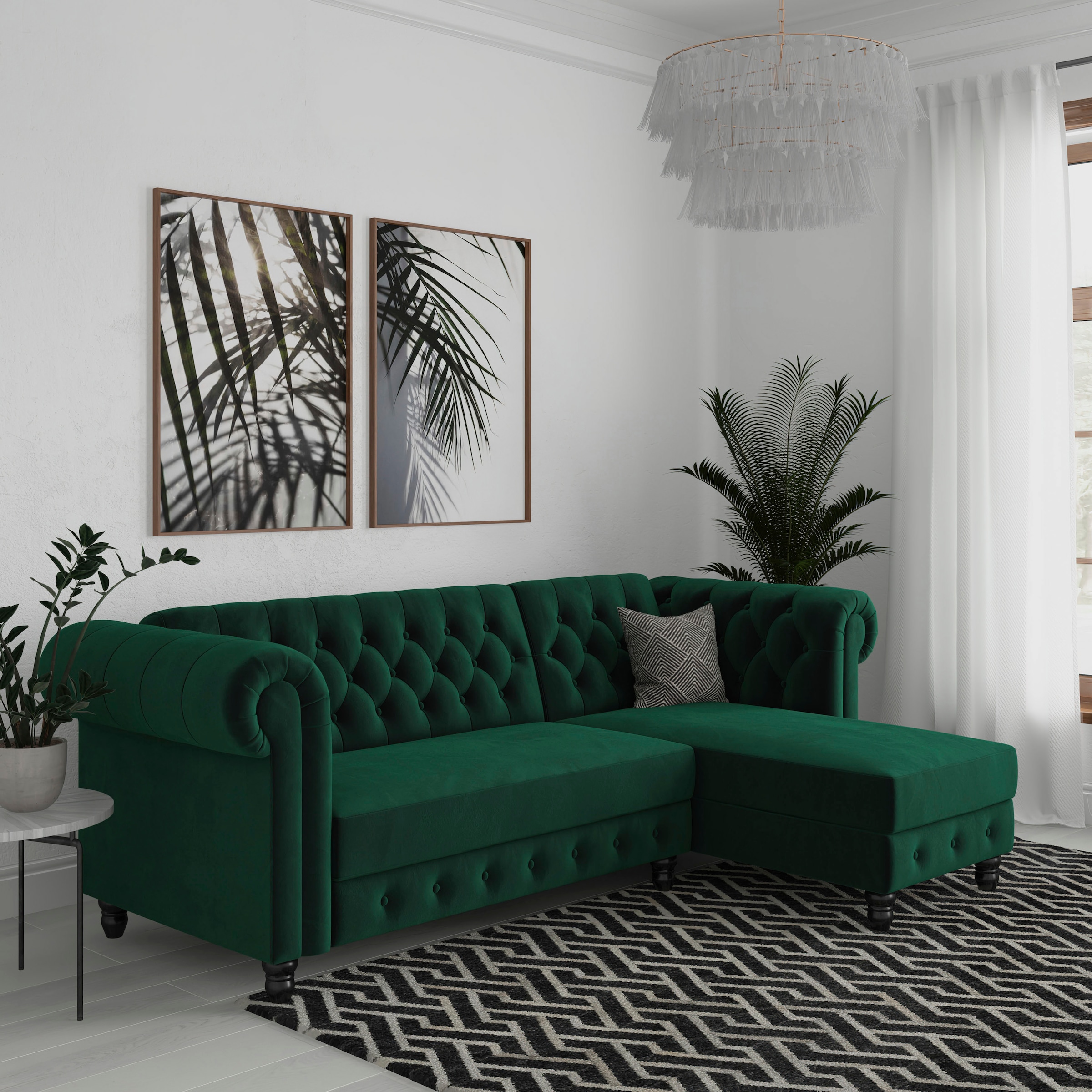 Dorel Home Ecksofa »Felix, L-Form, 241 cm (Liegefl.108x195 cm), Recamiere tauschbar,«, verstellb. Rückenlehne, Bett-Funktion, Velours, Kunstleder, Vintage