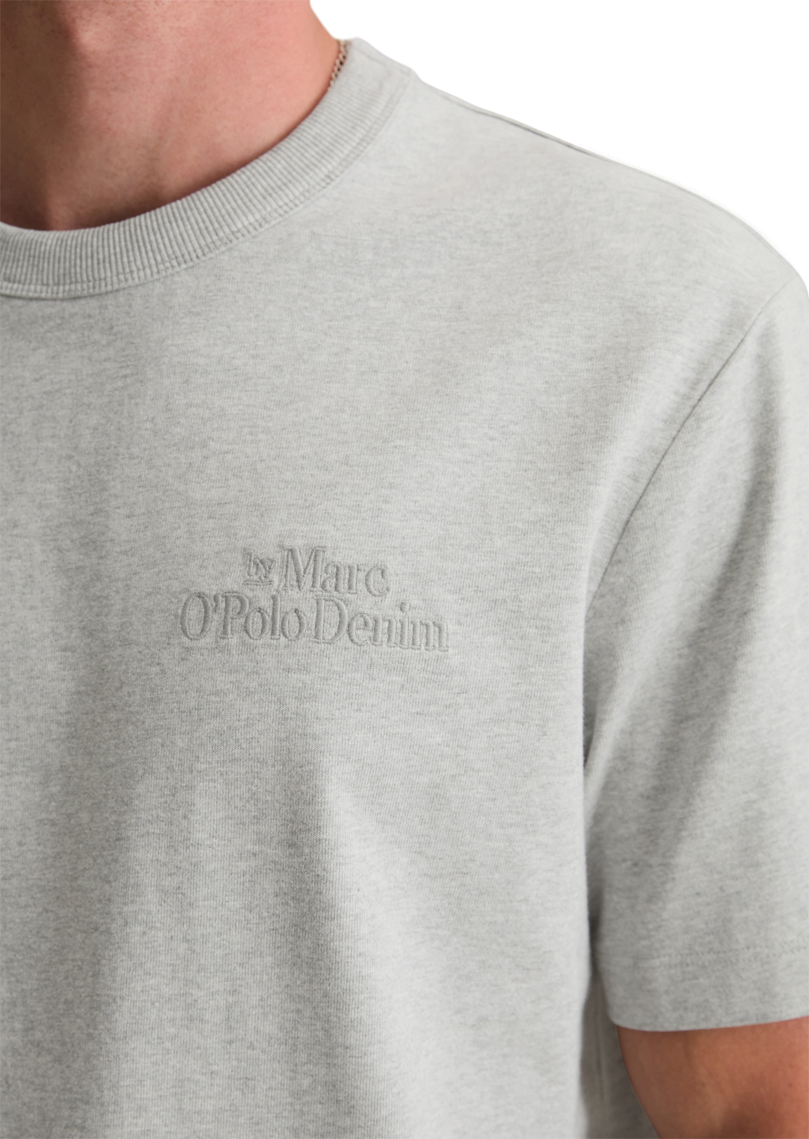 Marc O'Polo DENIM T-Shirt, relaxed, Tonale Stickerei, meliert