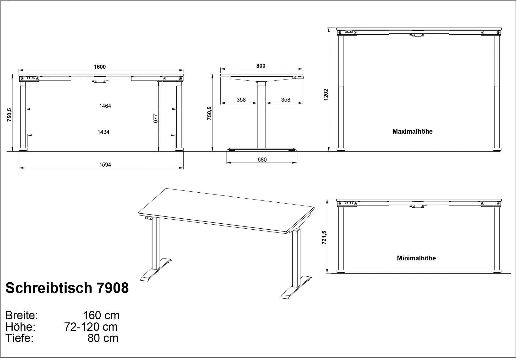 GERMANIA Schreibtisch »Jet, elektrisch höhenverstellbar«, moderne Farbvariationen, Breite 120/140/160/180 cm, Made in Germany