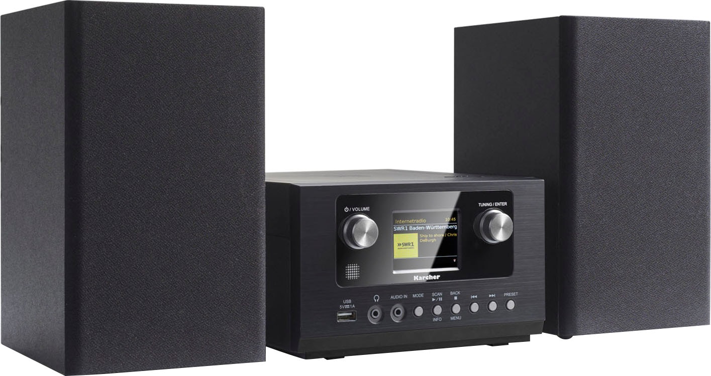 Karcher Stereoanlage »MC 6490DI«, (Bluetooth-WLAN Digitalradio (DAB+)-Internetradio-FM-Tuner mit RDS-UKW mit RDS 10 W), FM-Tuner mit RDS, Internetradio, UKW mit RDS, 10 W), CD Player, DAB+