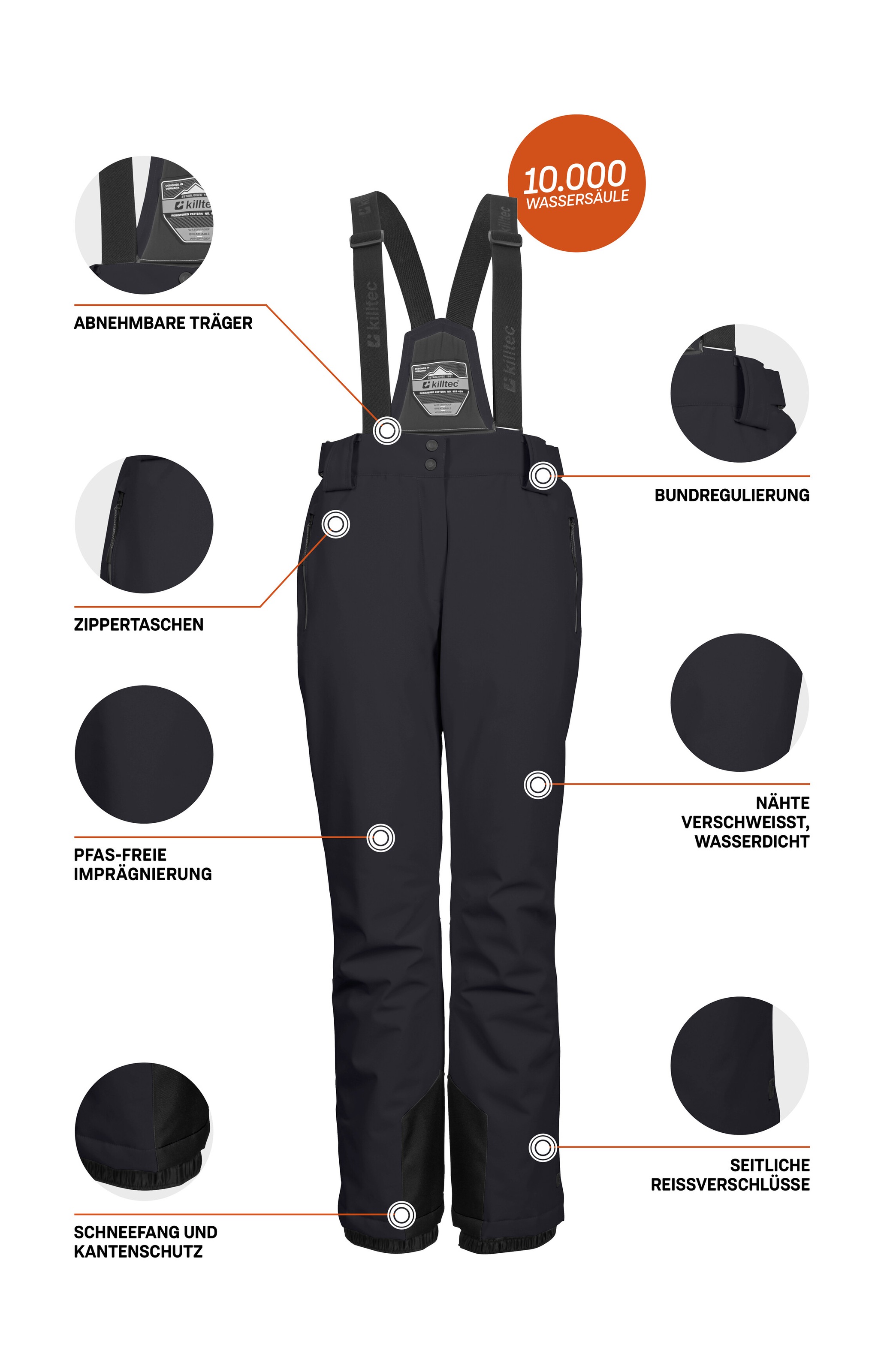 Killtec Skihose »KSW 249 WMN SKI PNTS_ERIELLE«, Wind- und wasserdicht, verstellbare Träger, PFAs-frei imprägniert