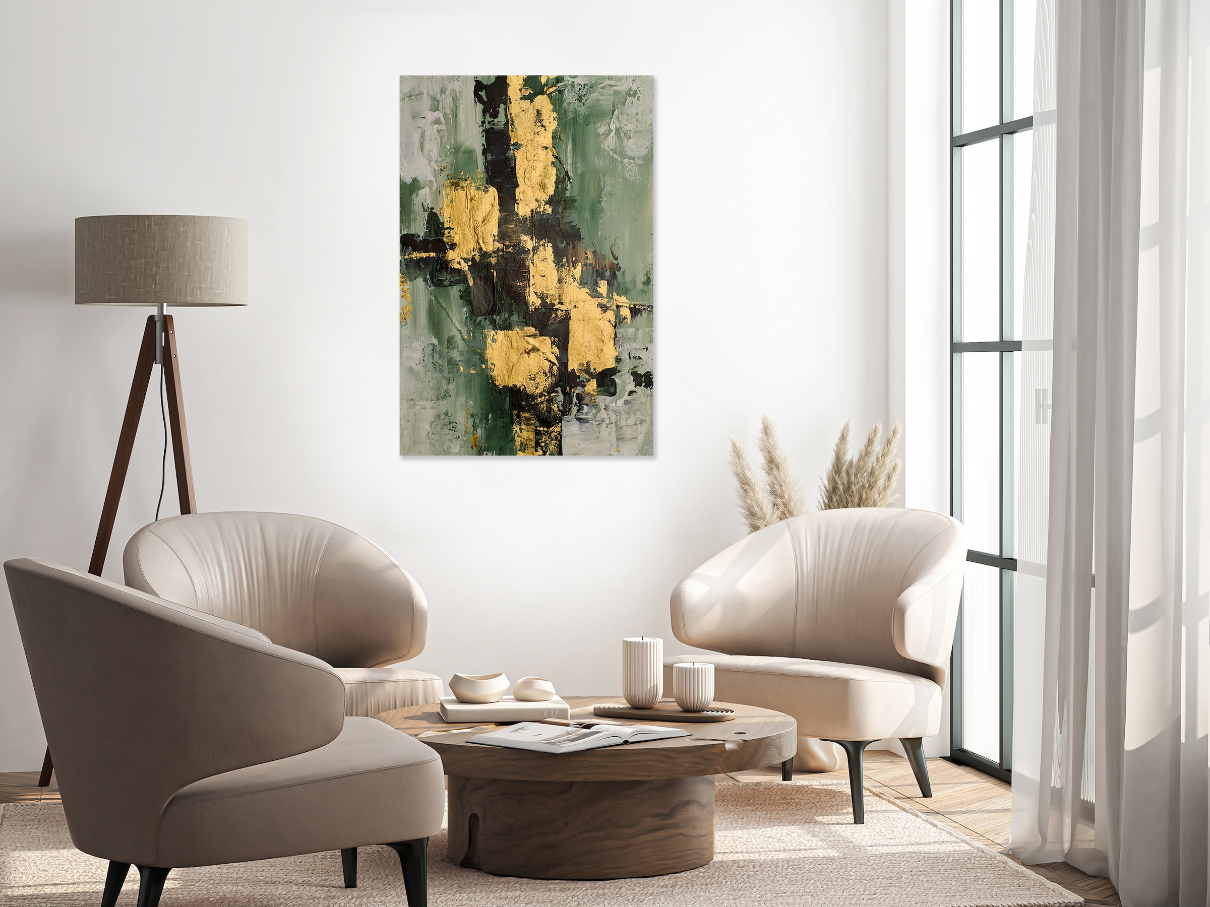 queence Acrylglasbild »Wandbild, Goldbild, Bild Abstrakte Kunst mit Blattgold veredelt« Abstrakte | Fantasy | Kunst Handveredelt mit Blattgold für eine edle und zeitlose Optik.
