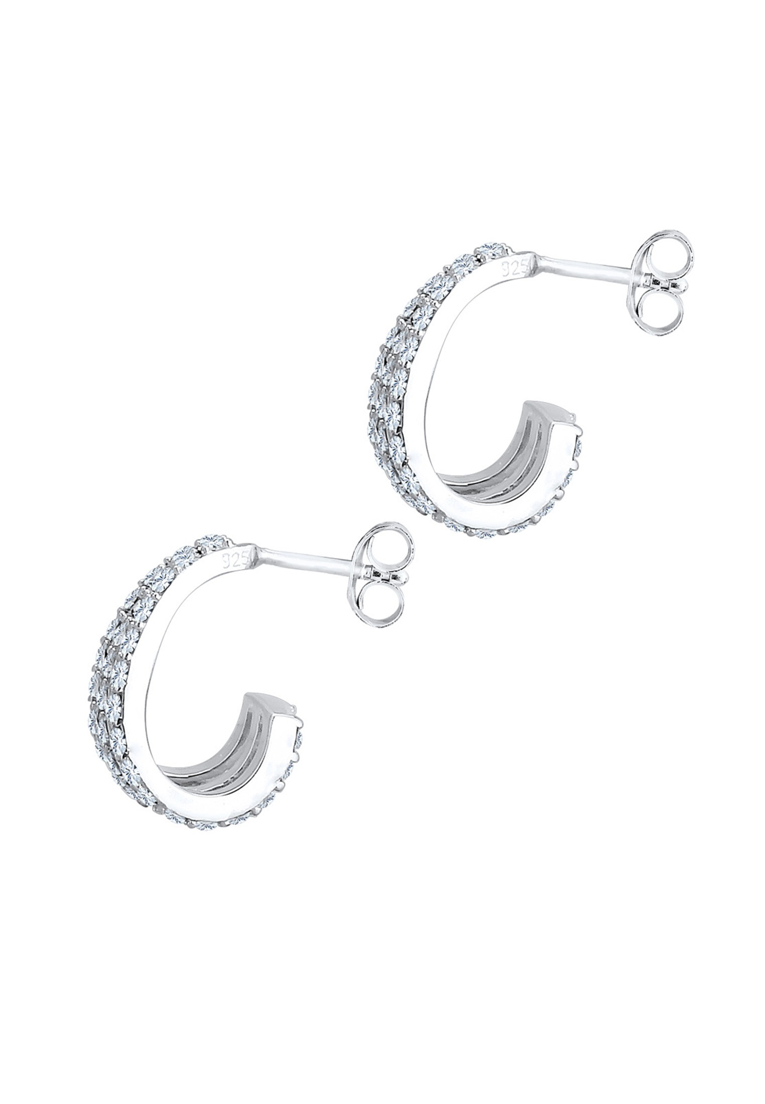 Elli Paar Creolen »Ohrringe Creolen Weiß 925 Sterling Silber, mit Kristallen von Swarovski®«