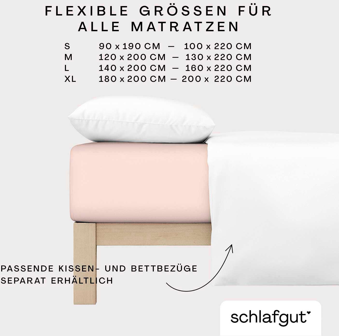 Schlafgut Spannbettlaken »PURE Bio-Baumwolle mit Elasthan, dehnbar blickdicht, straff, Bettlaken«, PREMIUM Laken für Matratzen bis 30cm Höhe, in 90x200, 140x200, 180x200