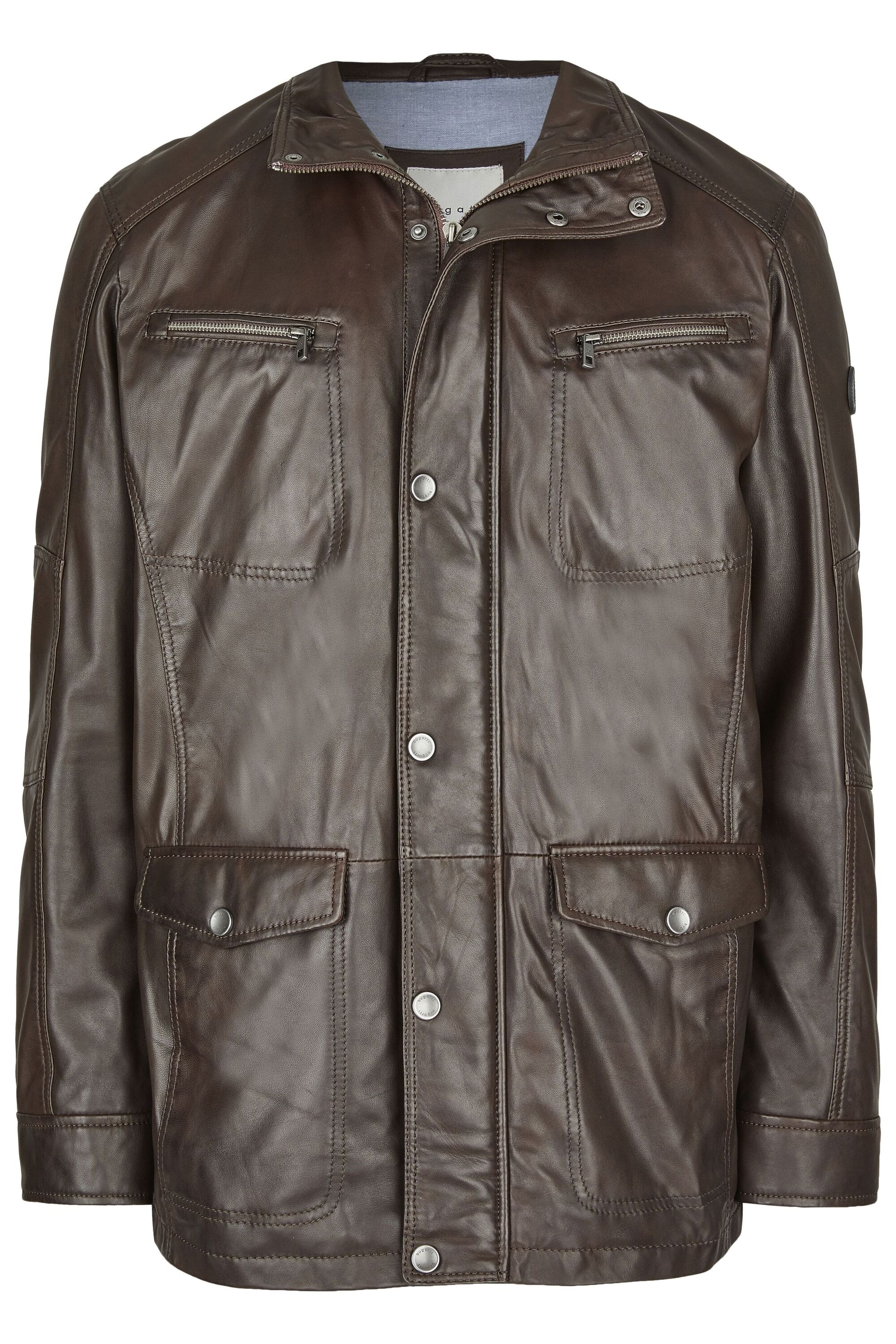 bugatti Lederjacke »BUDAVID« ohne Kapuze mit Pattentaschen und Abdeckleiste