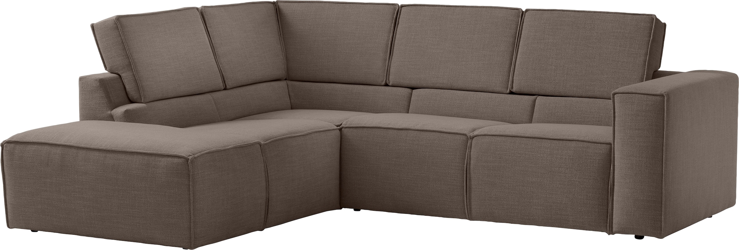 TRENDMANUFAKTUR Ecksofa »Dice, aktuelles Design, L-Form, mit komfortabler«, Sitztiefenverstellung und Kaltschaumpolsterung toller Sitzkomfort