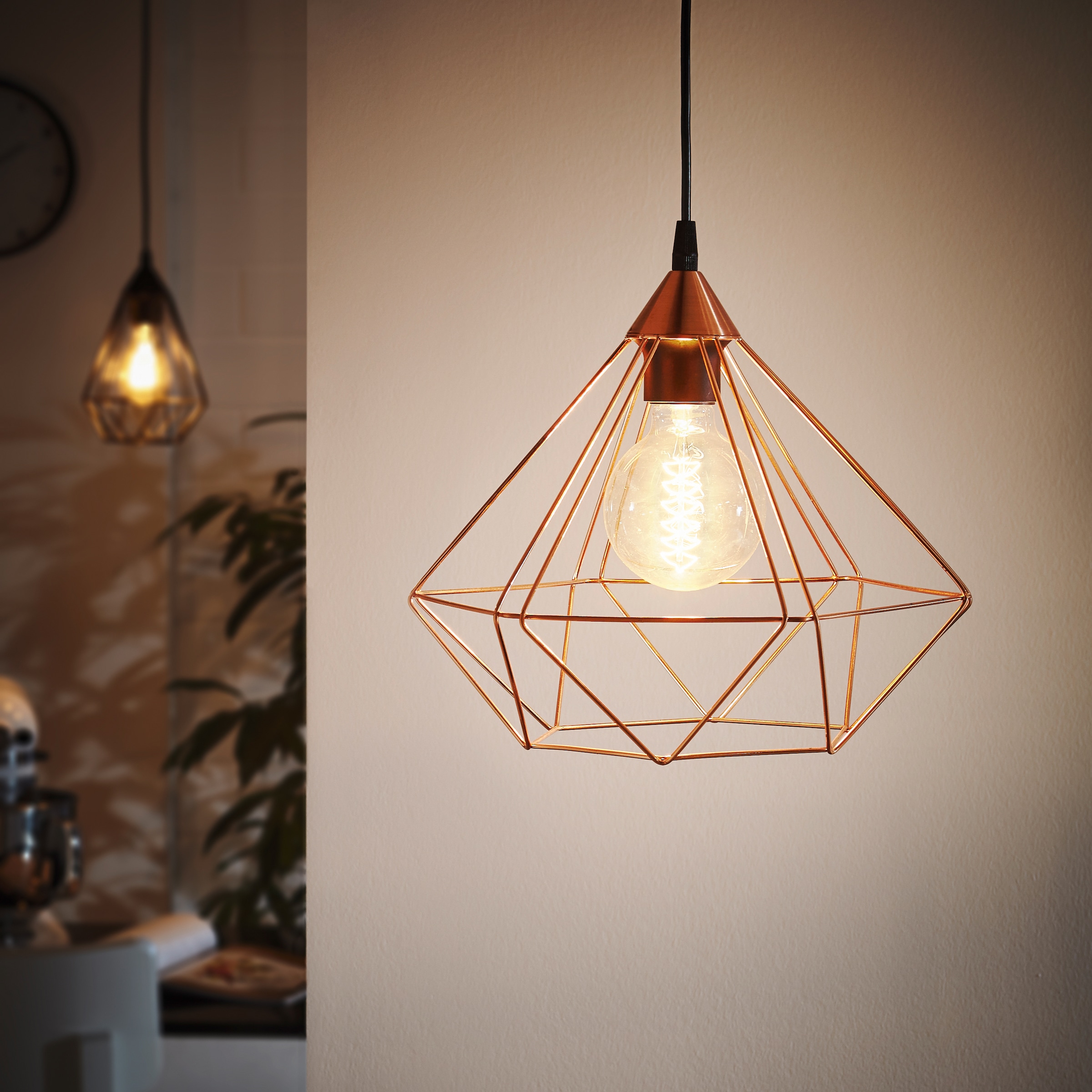 EGLO Pendelleuchte »TARBES«, 1 flammig, Leuchtmittel E27 | ohne Leuchtmittel, Vintage Pendelleuchte, Retro Look, Stahl, Kunststoff, E27, Ø32,5 cm