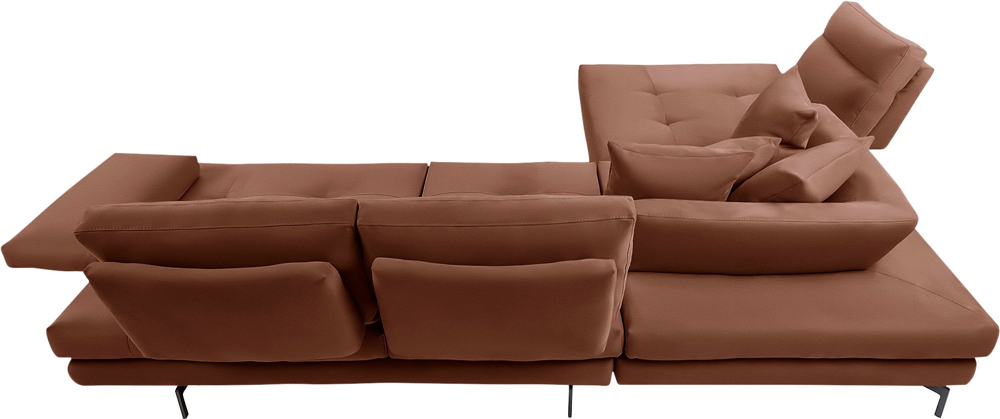 CALIA ITALIA Ecksofa »Toby Wing, Komfortsofa mit Sitzkomfort der Extraklasse, L-Form«, Sitztiefenverstellung, wahlw. mit Kissen-Set,Füße schwarz matt