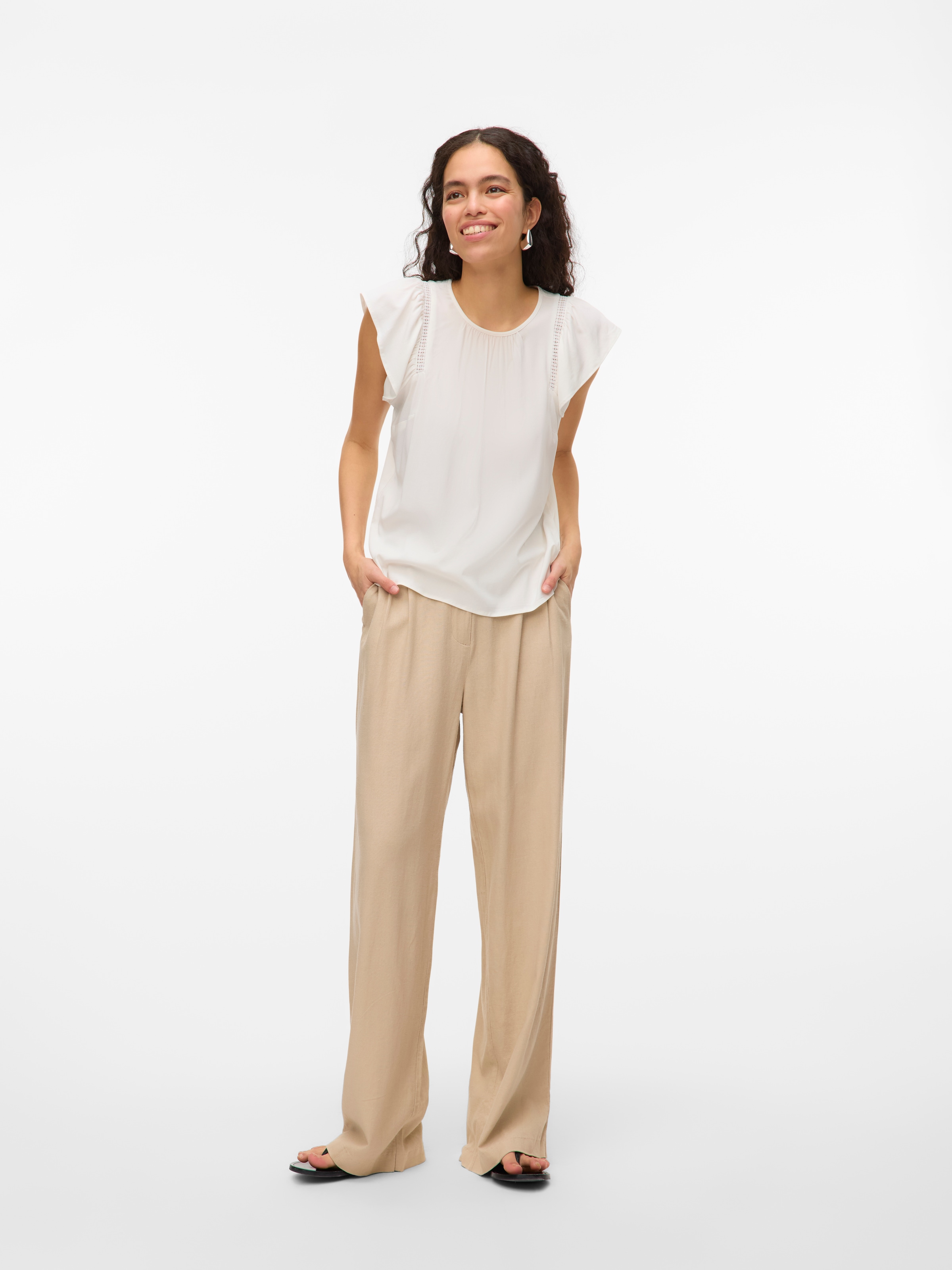 Vero Moda Kurzarmbluse »VMBELLA SS LACE TOP WVN GA NOOS«