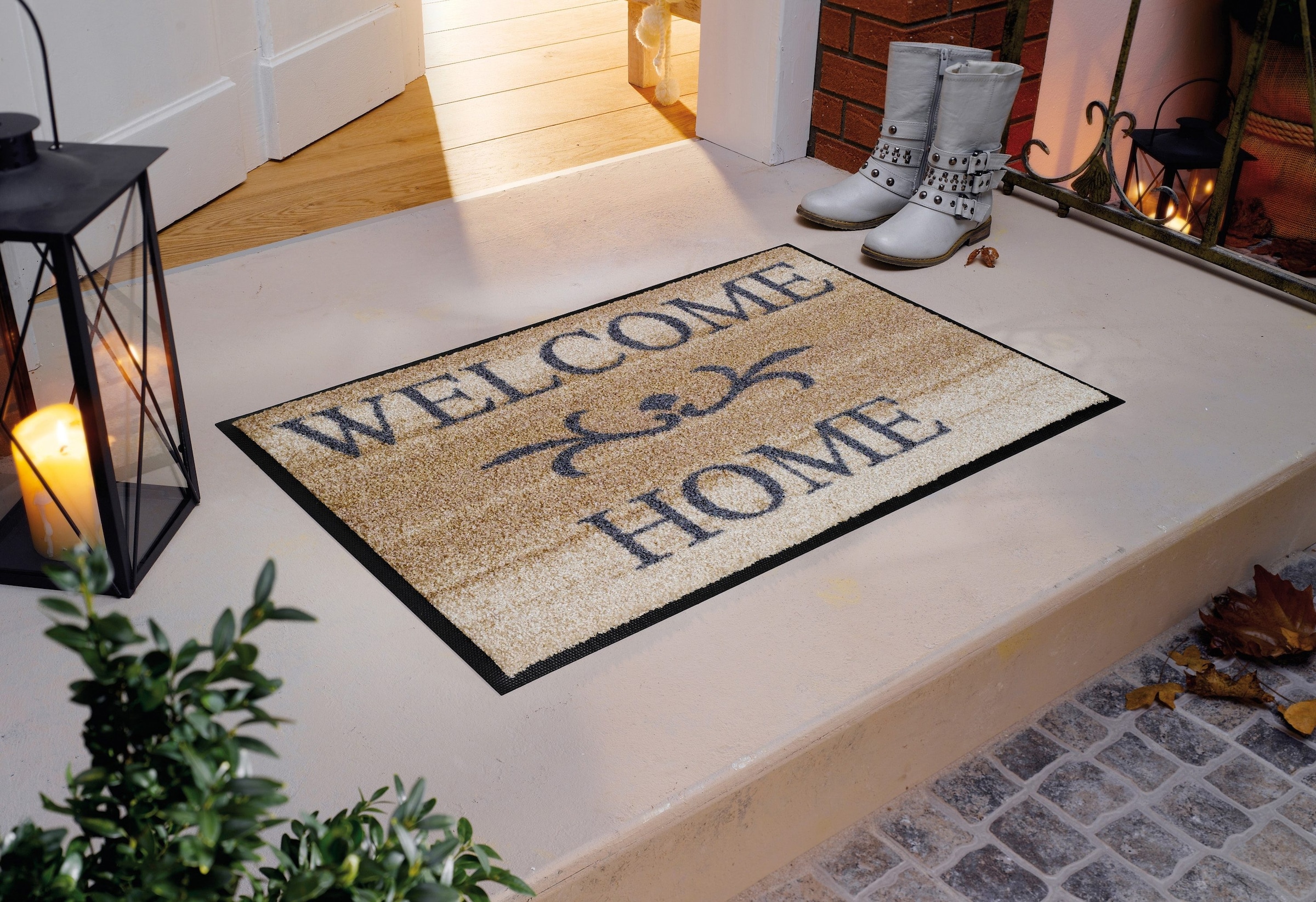 wash+dry by Kleen-Tex Fußmatte »Welcome Home«, rechteckig, Schmutzfangmatte, mit Spruch, In- und Outdoor geeignet, waschbar