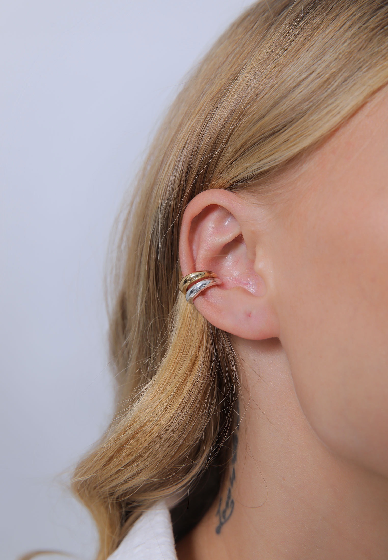Elli Schmuckset »Ohrringe Earcuff Set Bi-Color Rund Gewölbt 925 Silber«