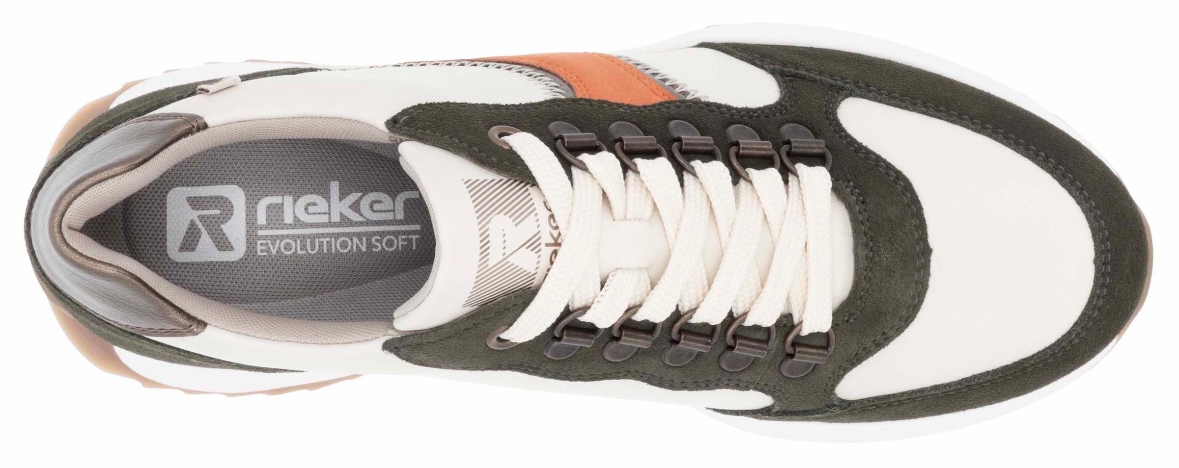 Rieker EVOLUTION Sneaker, Freizeitschuh, Halbschuh, Schnürschuh mit modischen Kontrastbesätzen